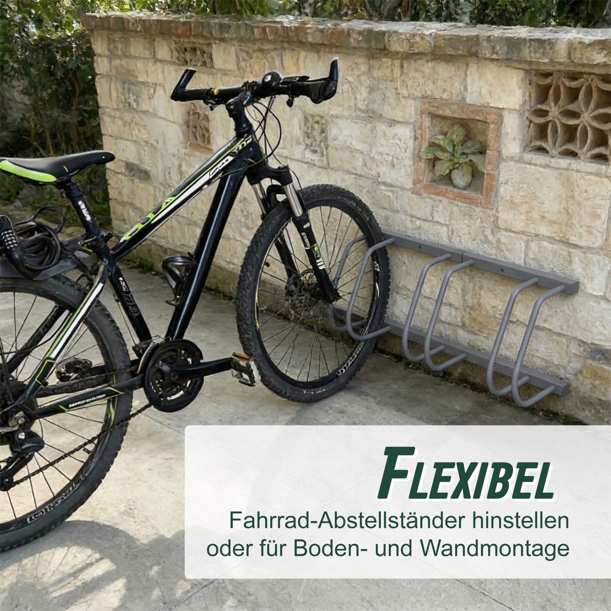 Fahrradständer für Boden und Wandmontage Silber von Relaxdays