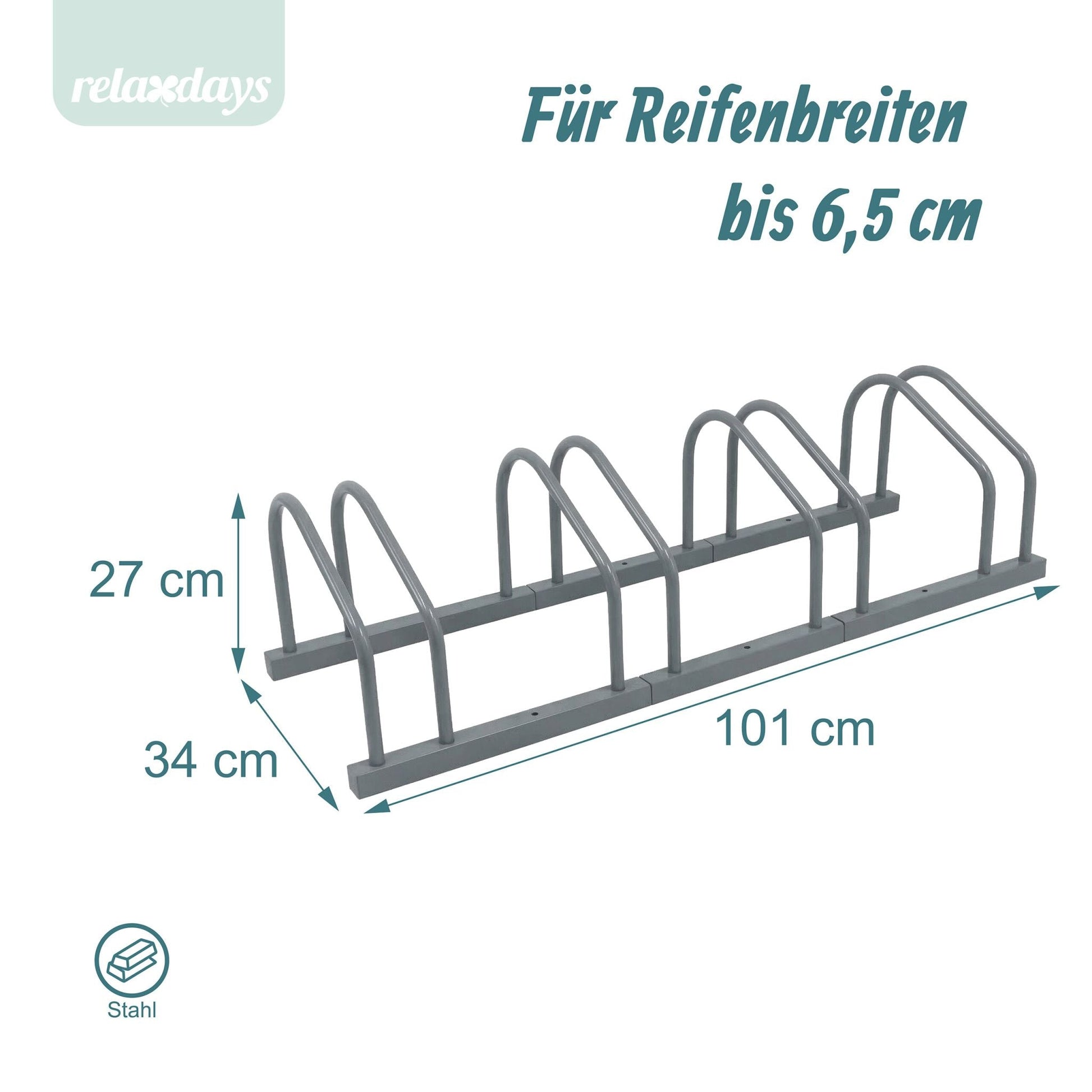 Fahrradständer für Boden und Wandmontage Silber von Relaxdays