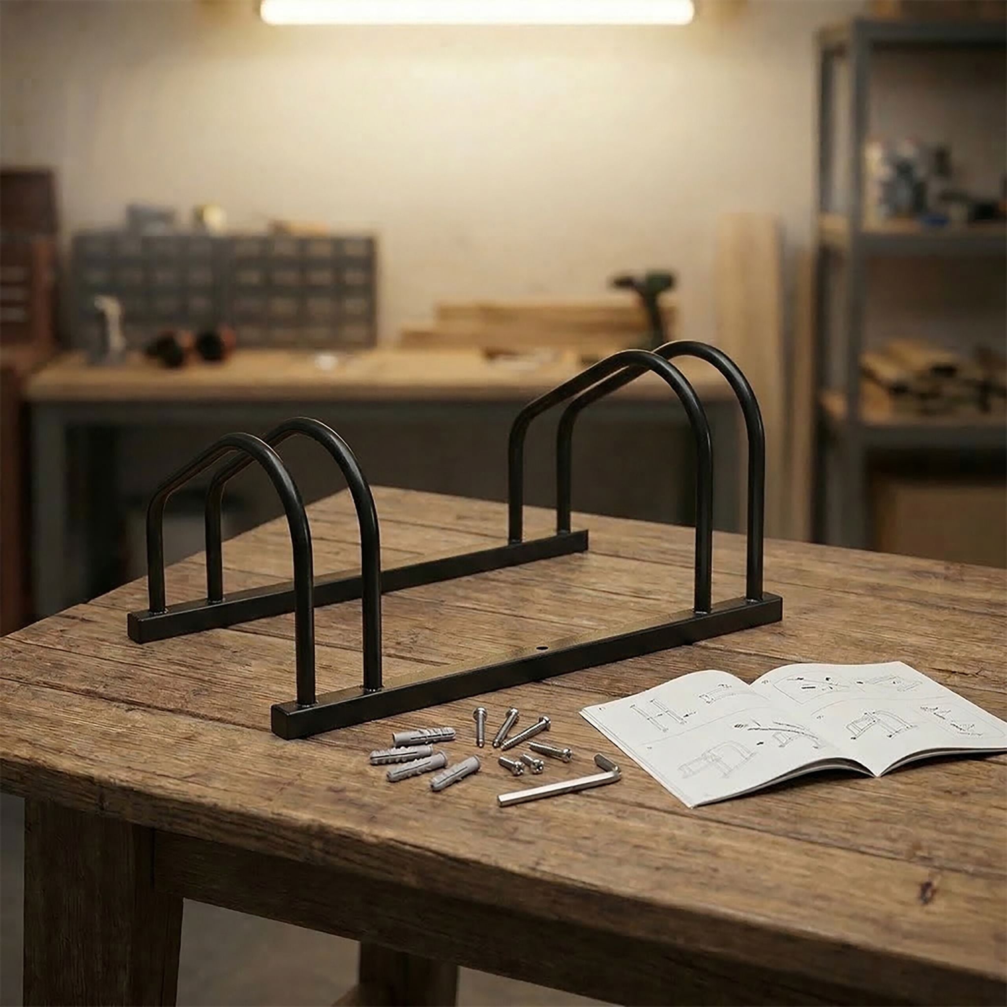 Fahrradständer für Boden und Wandmontage Schwarz von Relaxdays