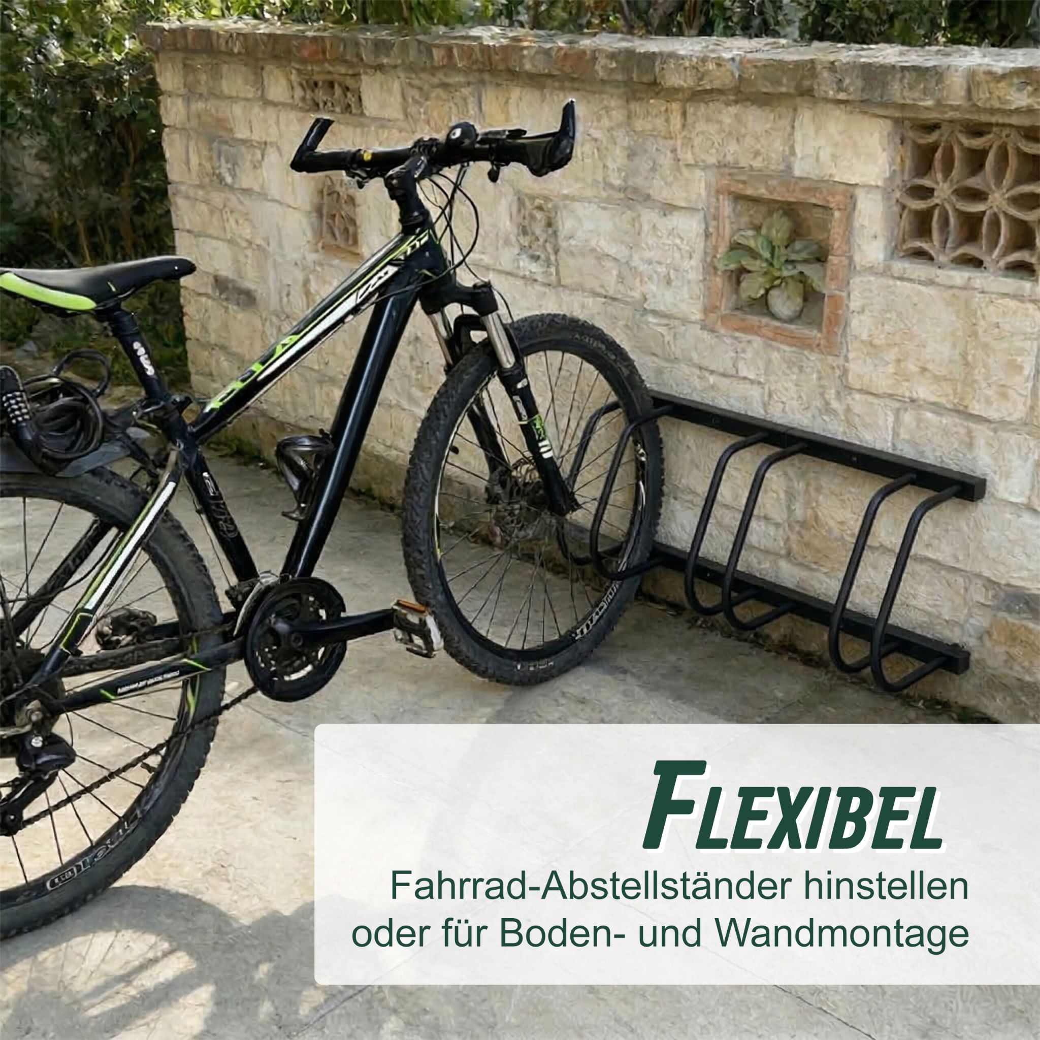 Fahrradständer für Boden und Wandmontage Schwarz von Relaxdays