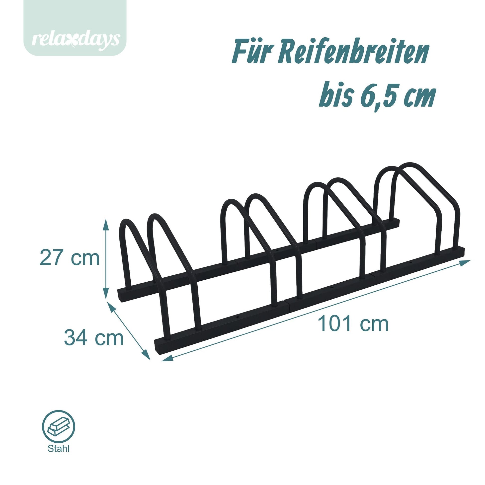 Fahrradständer für Boden und Wandmontage Schwarz von Relaxdays