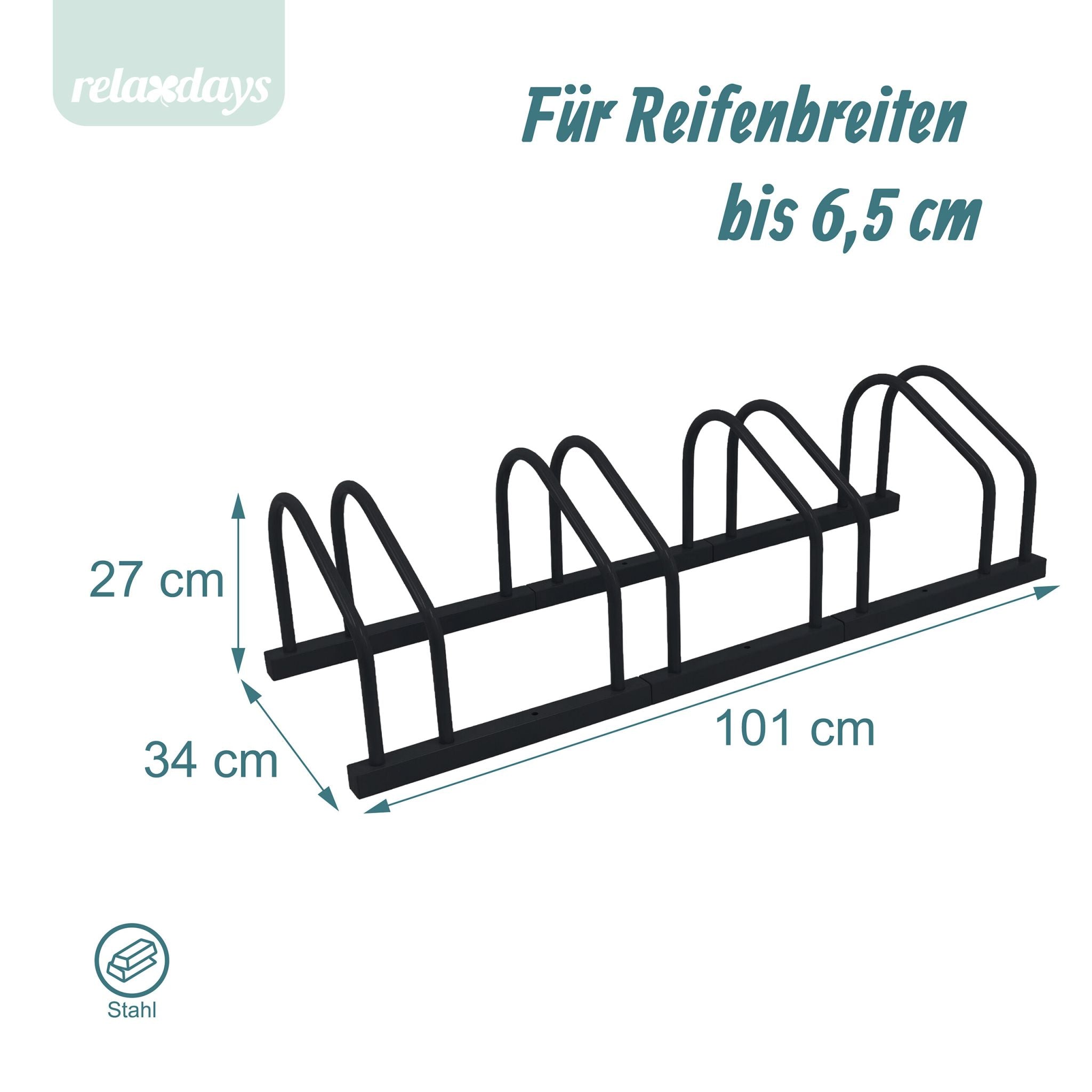 Fahrradständer für Boden und Wandmontage Schwarz von Relaxdays