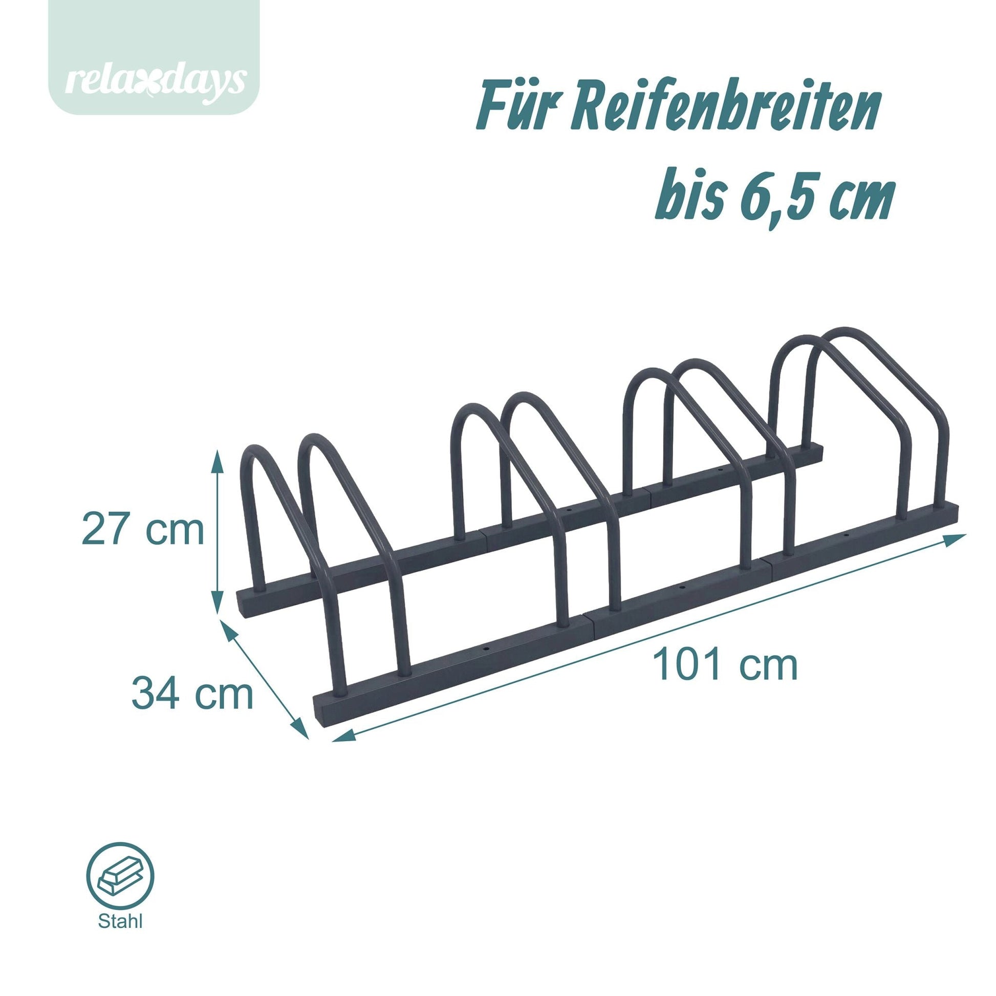 Fahrradständer für Boden und Wandmontage Anthrazit von Relaxdays