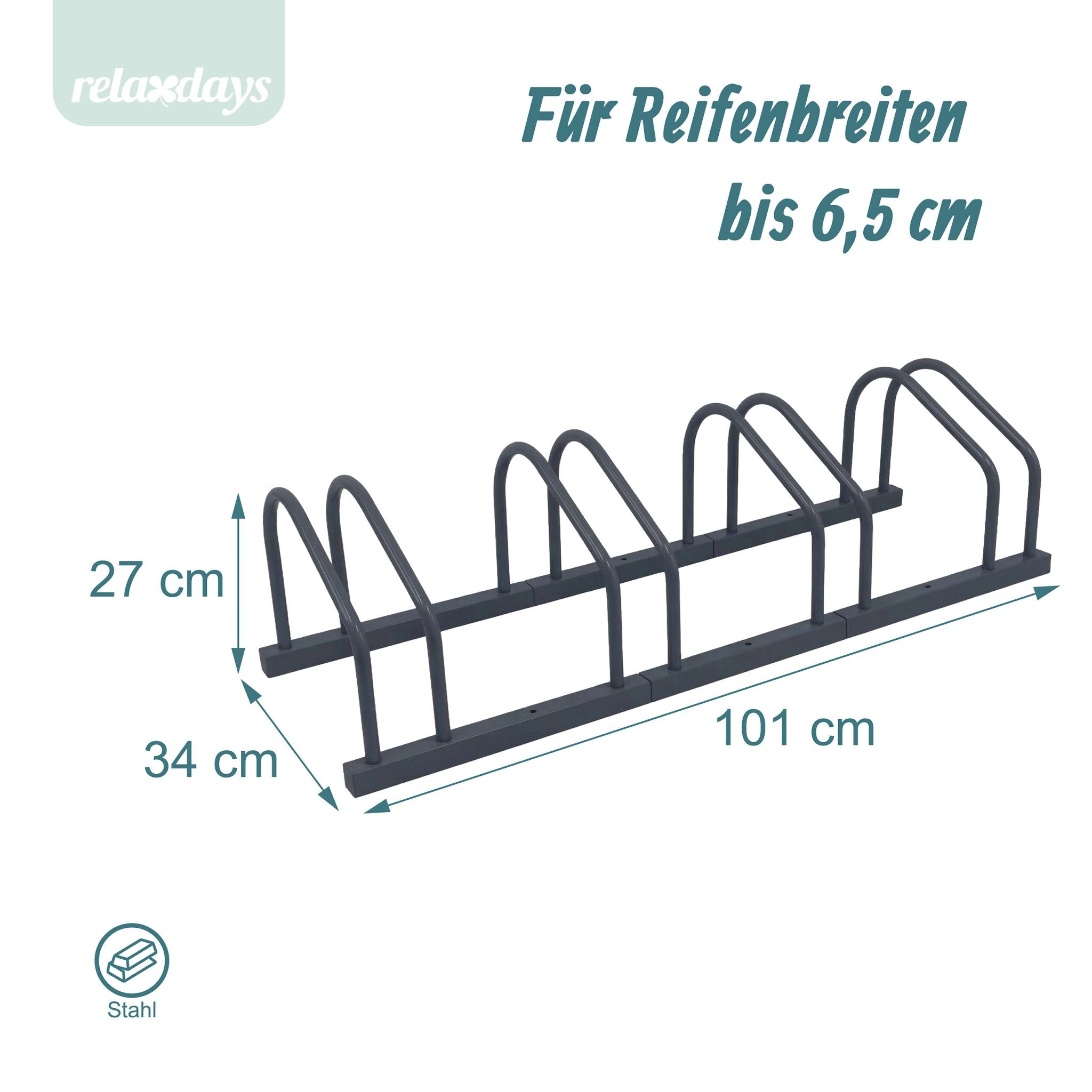 Fahrradständer für Boden und Wandmontage Anthrazit von Relaxdays