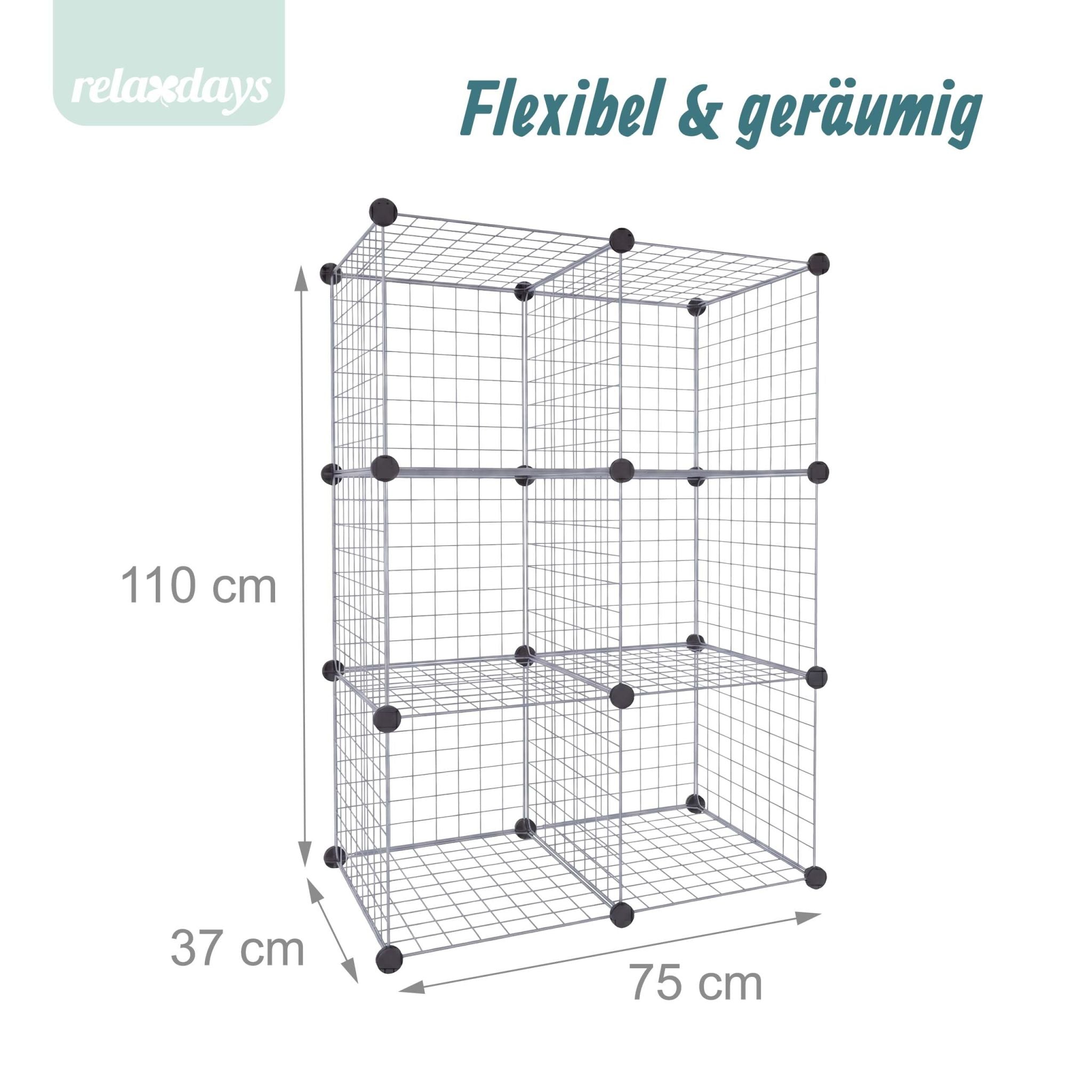Steckregal Würfel Set Silber von Relaxdays