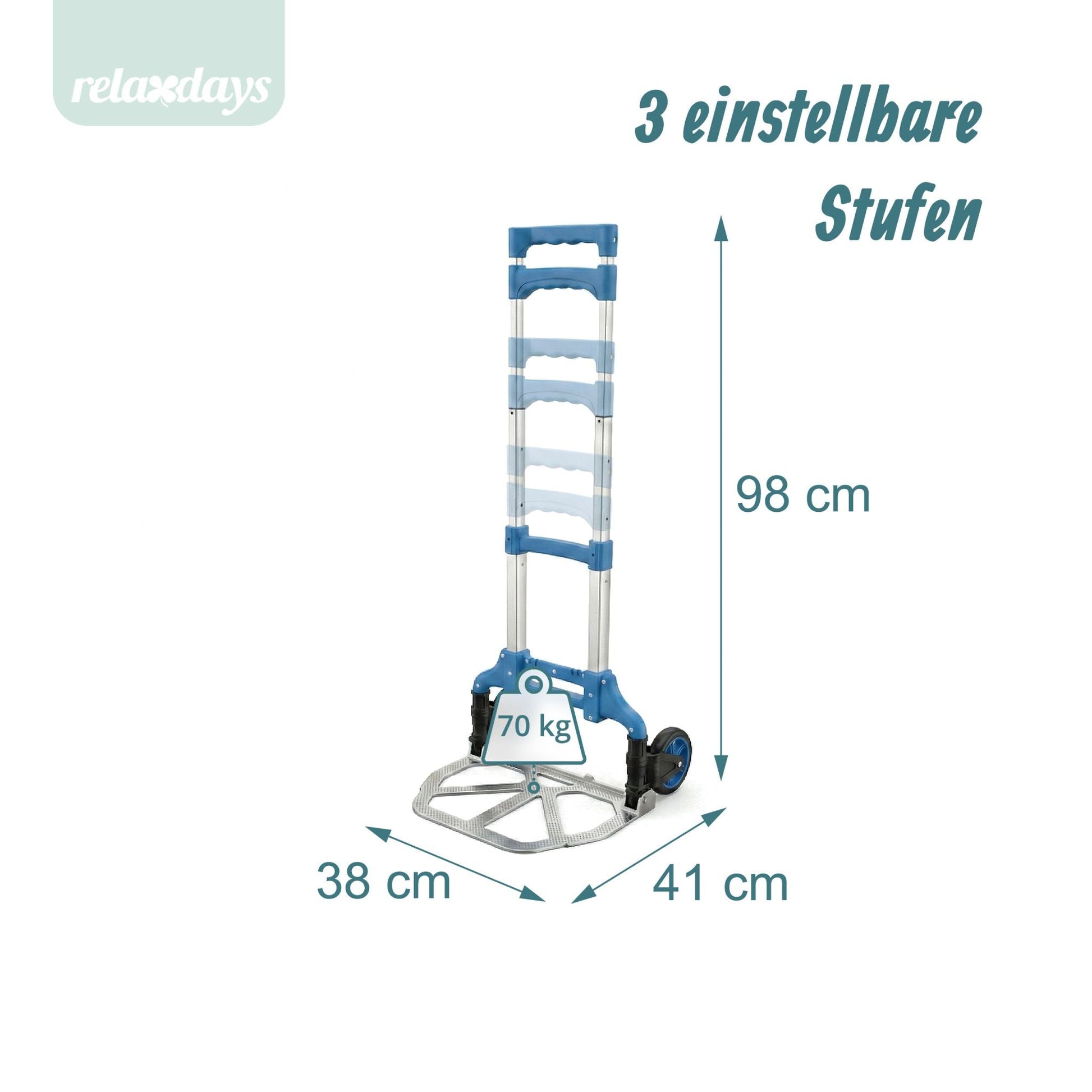 Sackkarre klappbar bis 70 kg Schwarz-Silber von Relaxdays