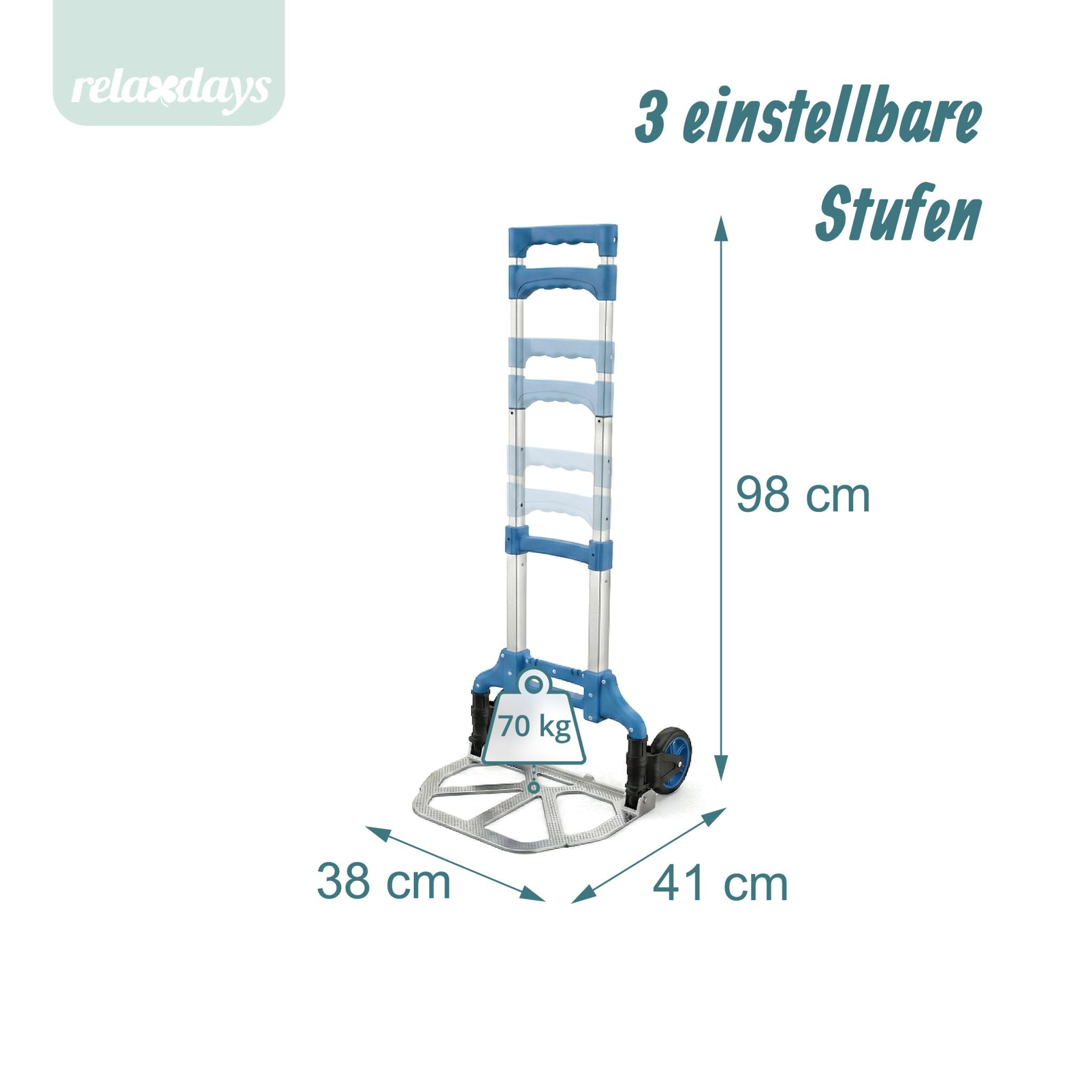 Sackkarre klappbar bis 70 kg Schwarz-Silber von Relaxdays