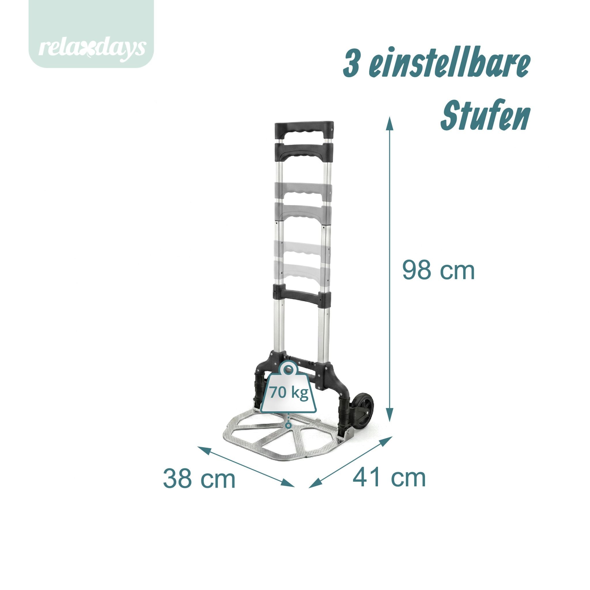 Sackkarre klappbar bis 70 kg Silber von Relaxdays