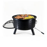 Feuerschale mit Grillrost Schwarz von Relaxdays