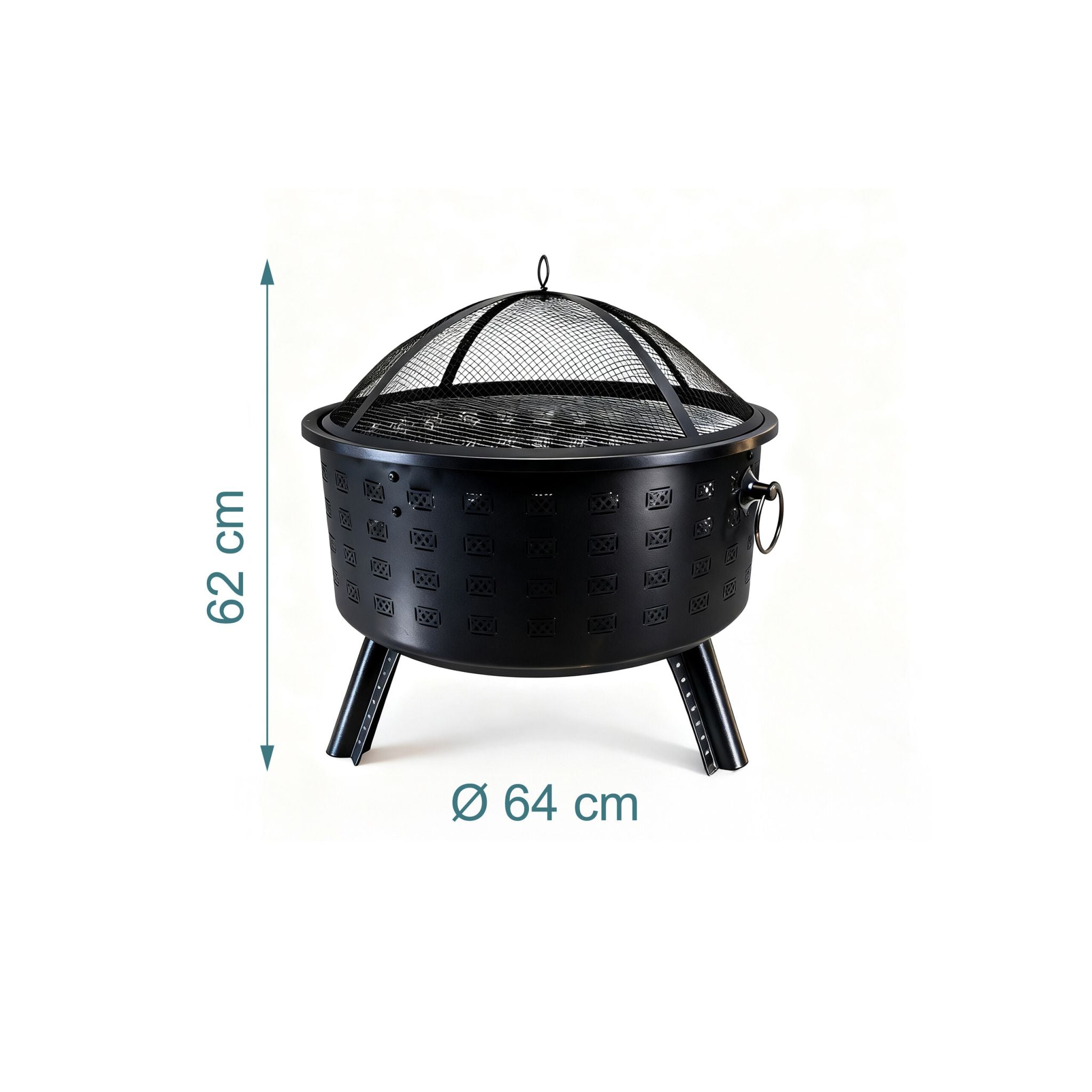 Feuerschale mit Grillrost Schwarz von Relaxdays
