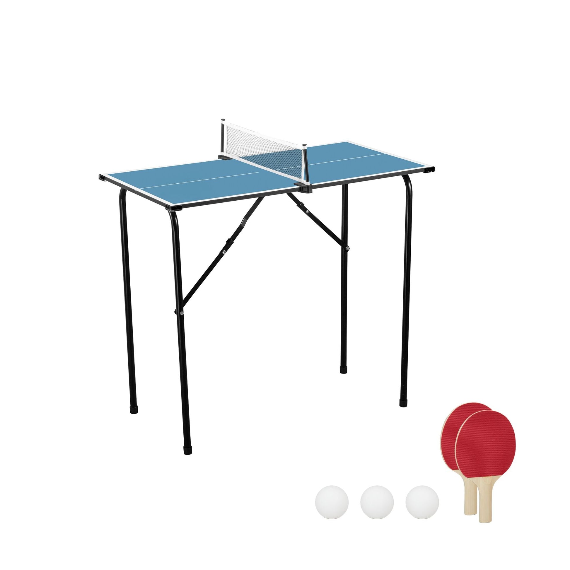 Mini Tischtennisplatte mit Zubehör Weiss-Blau-Schwarz von Relaxdays