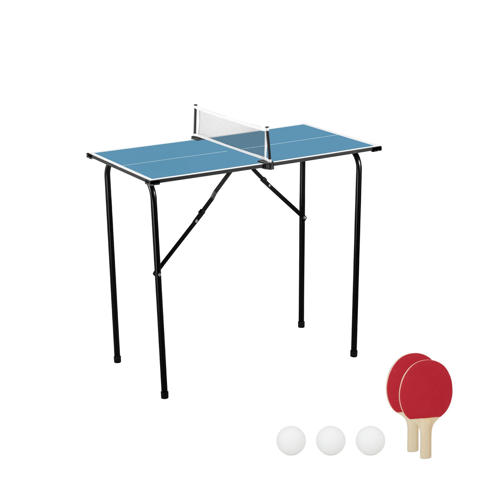 Mini Tischtennisplatte mit Zubehör Weiss-Blau-Schwarz von Relaxdays