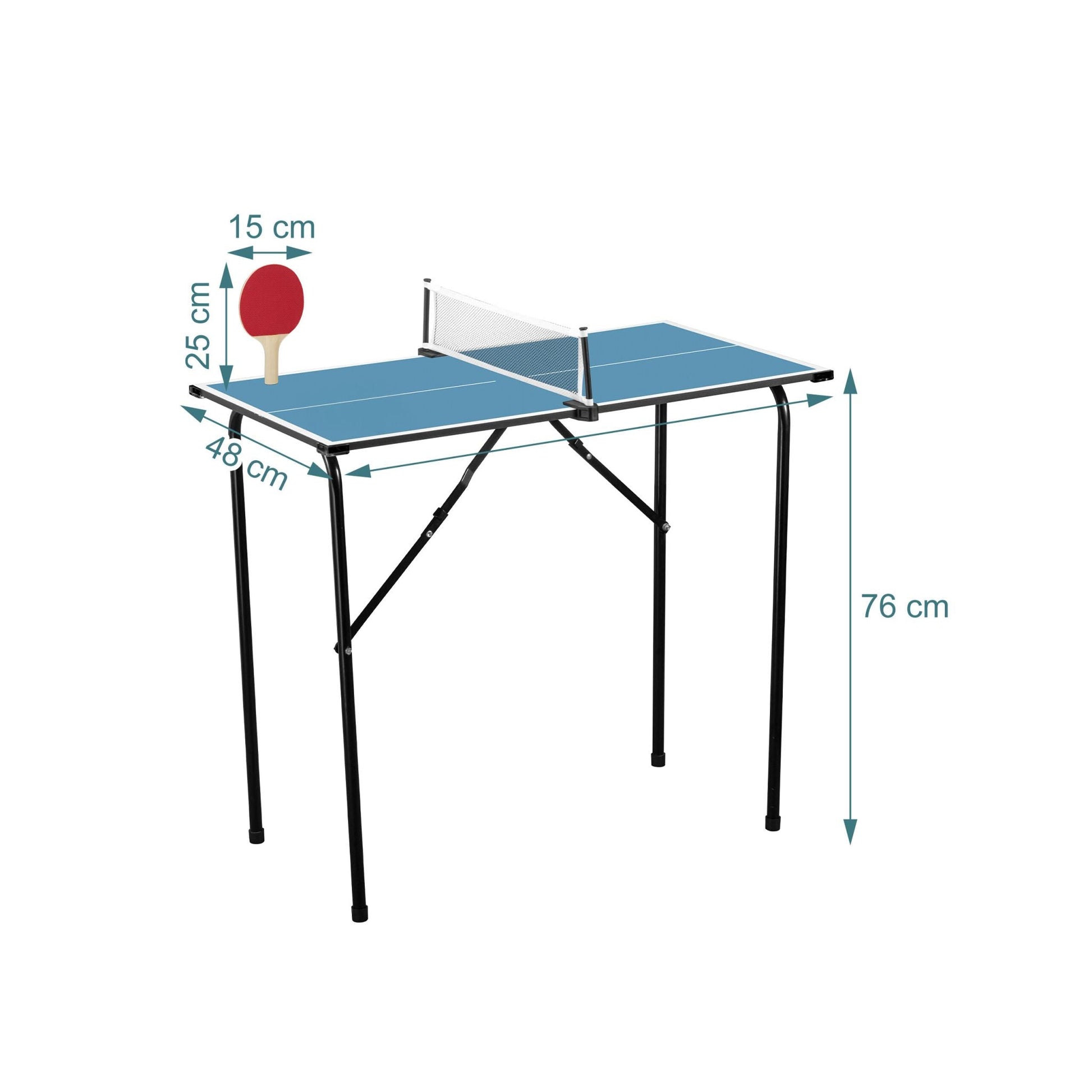 Mini Tischtennisplatte mit Zubehör Weiss-Blau-Schwarz von Relaxdays