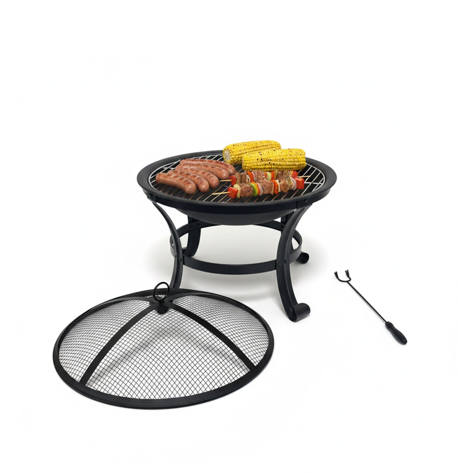 Feuerschale mit Grillrost Schwarz von Relaxdays