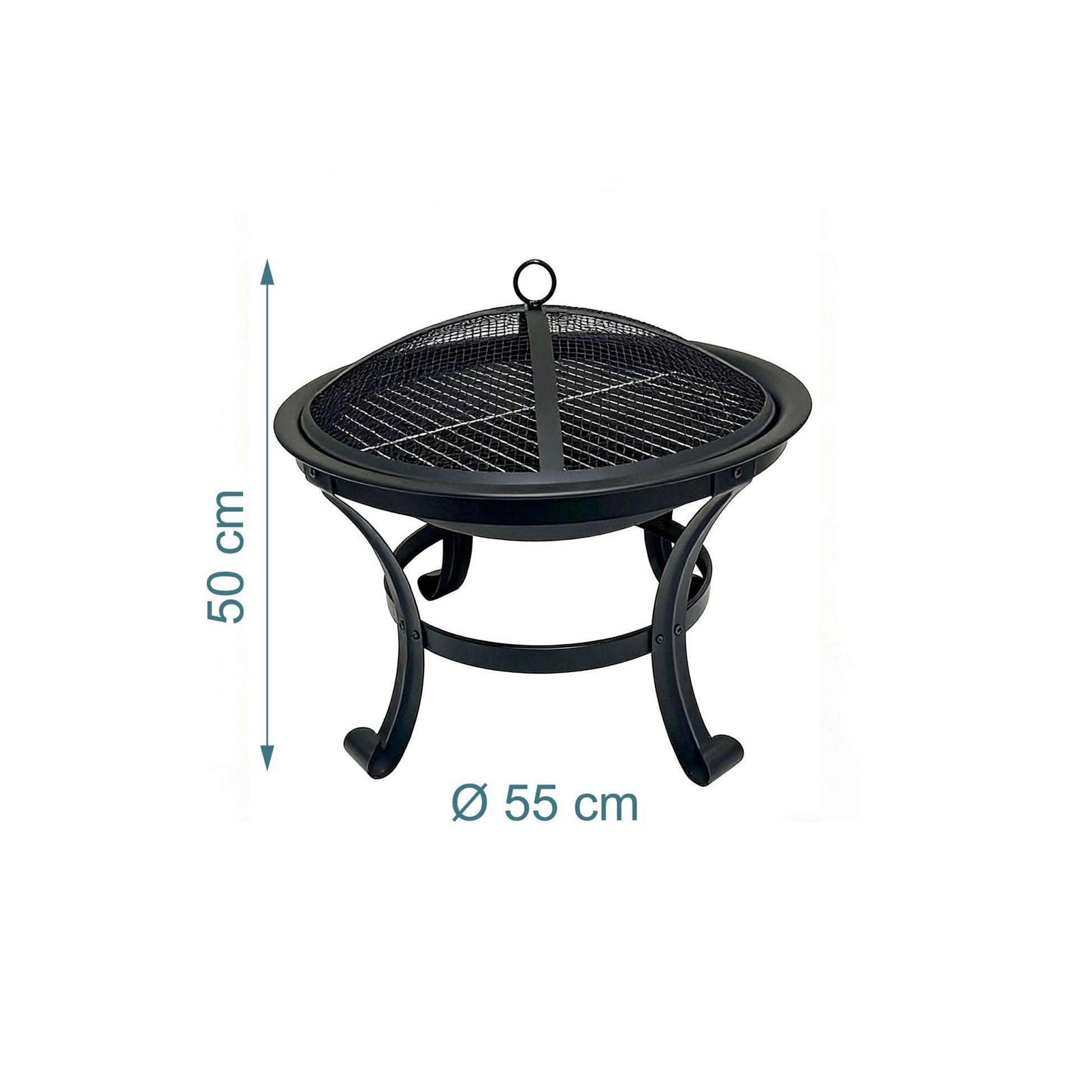 Feuerschale mit Grillrost Schwarz von Relaxdays