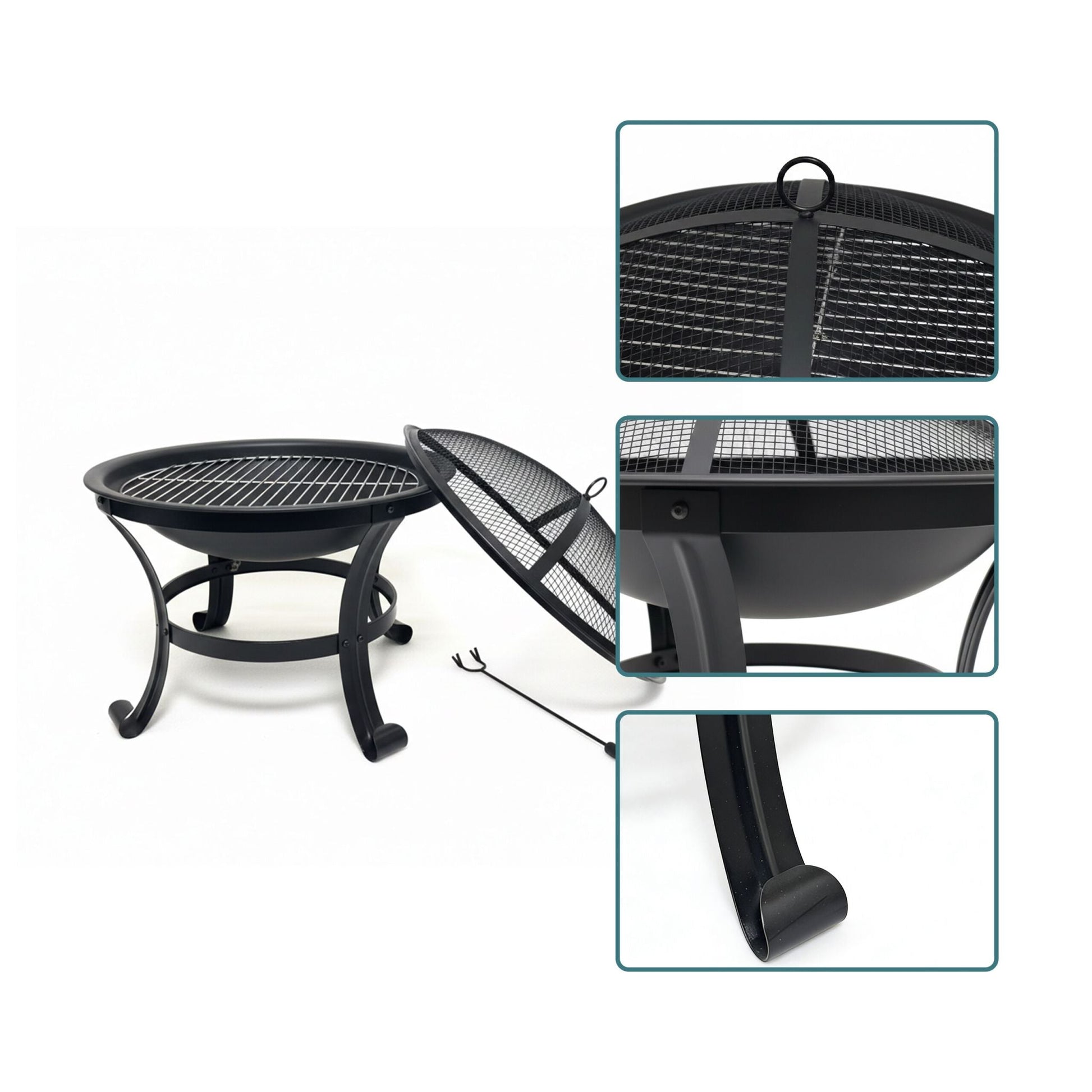Feuerschale mit Grillrost Schwarz von Relaxdays