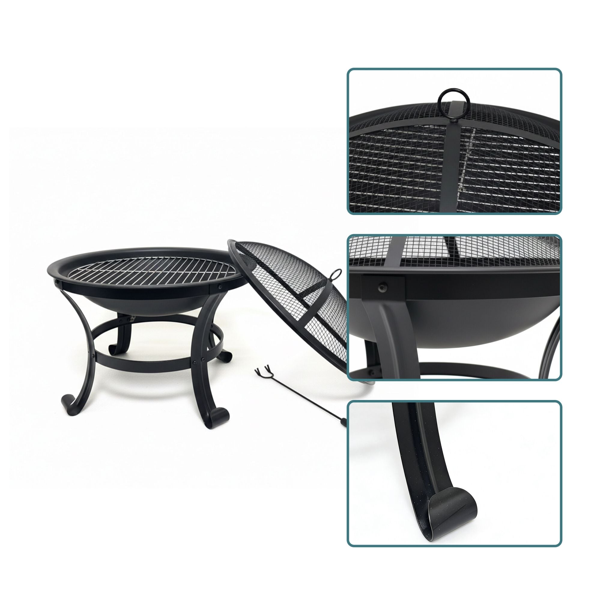 Feuerschale mit Grillrost Schwarz von Relaxdays