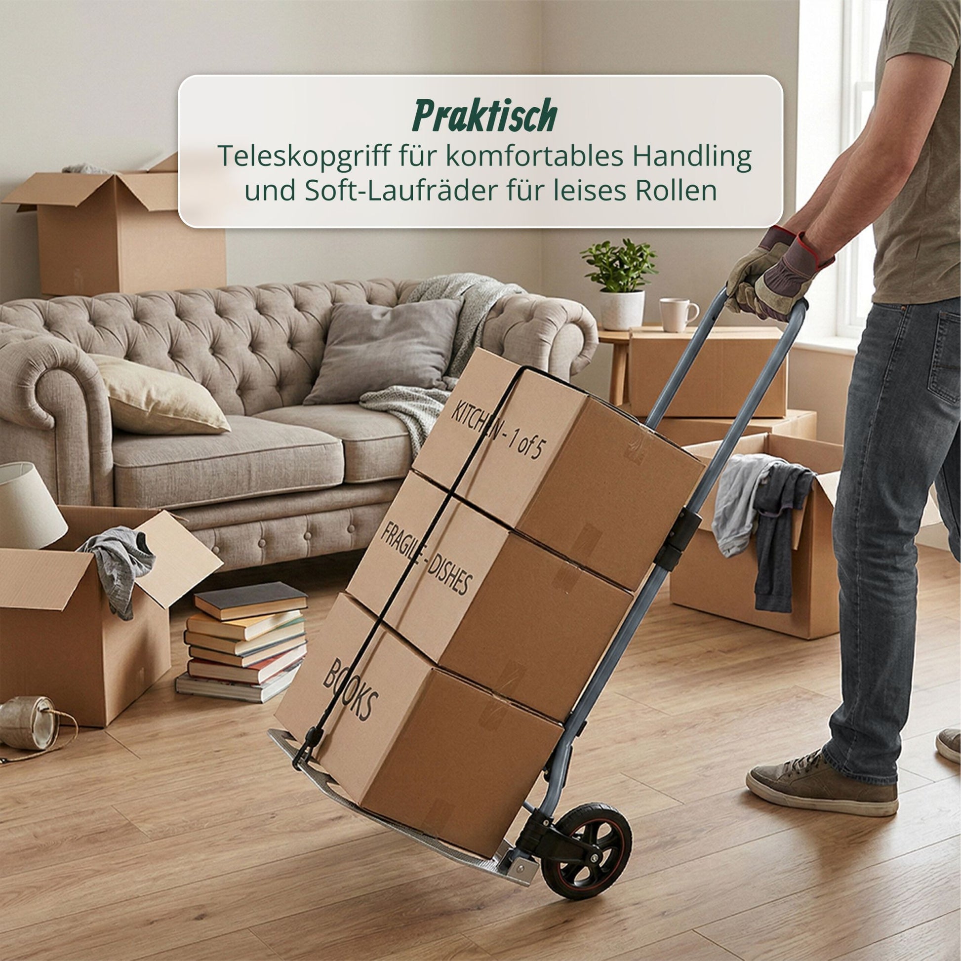 Sackkarre klappbar bis 120 kg Schwarz-Silber-Grau von Relaxdays