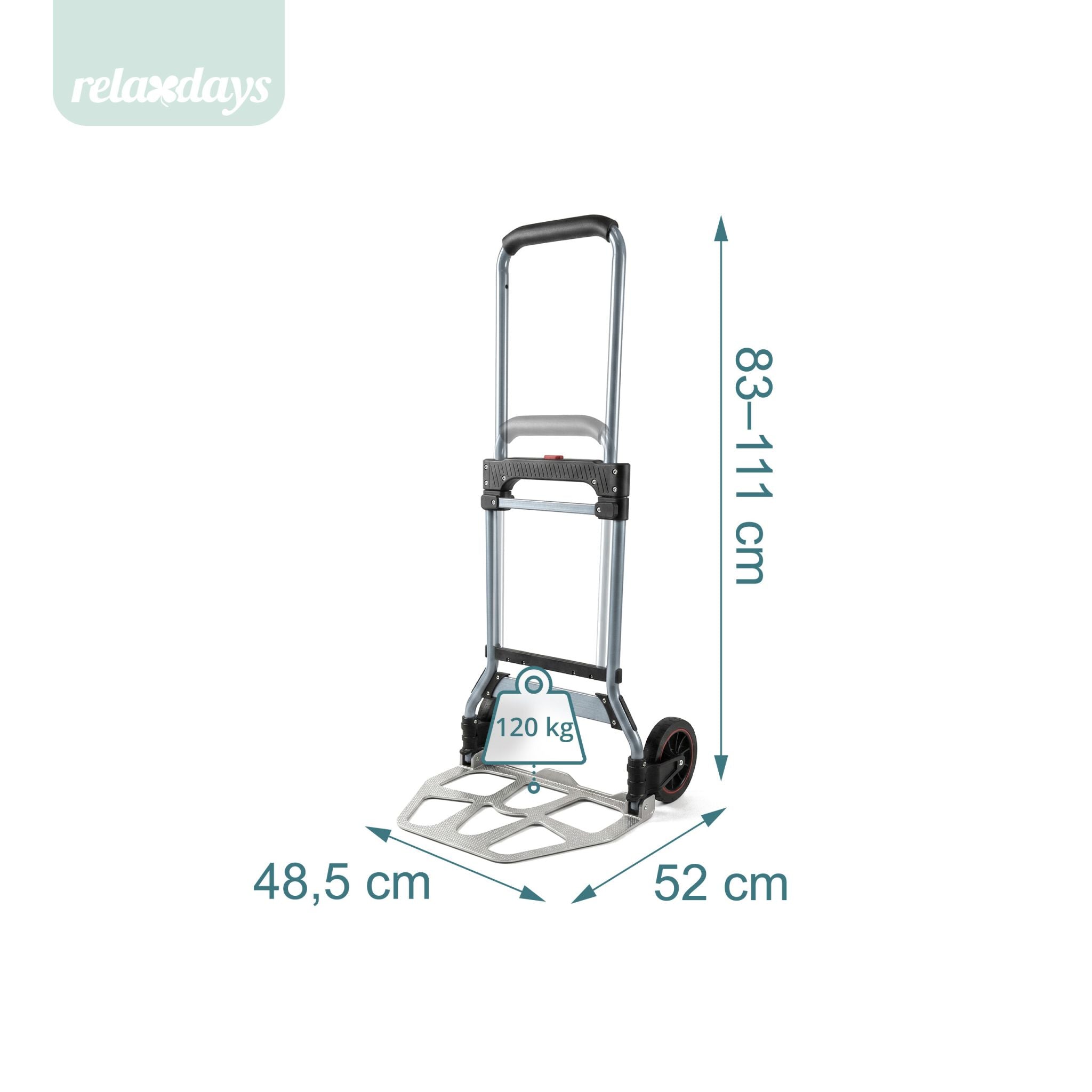 Sackkarre klappbar bis 120 kg Schwarz-Silber-Grau von Relaxdays