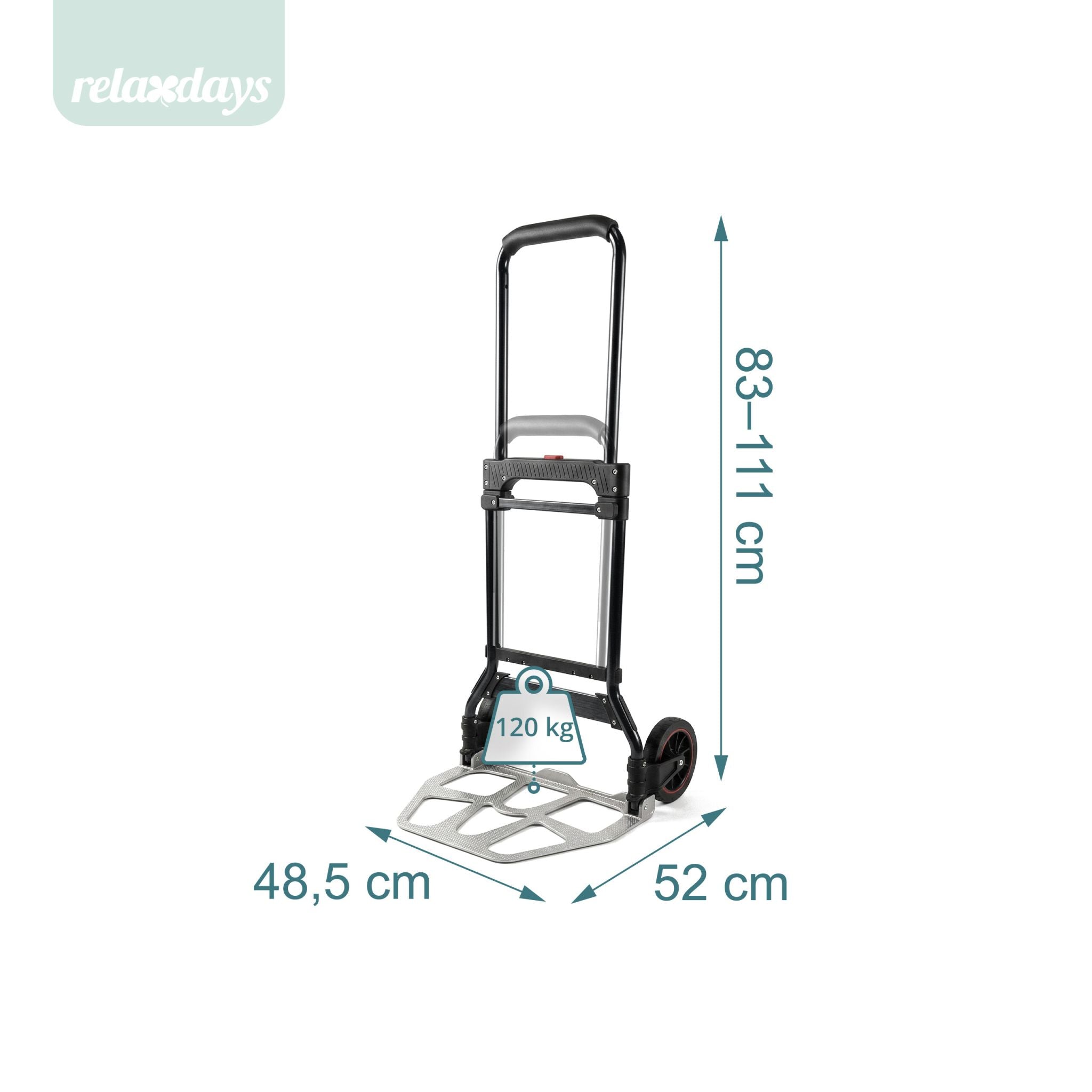 Sackkarre klappbar bis 120 kg Schwarz-Silber von Relaxdays