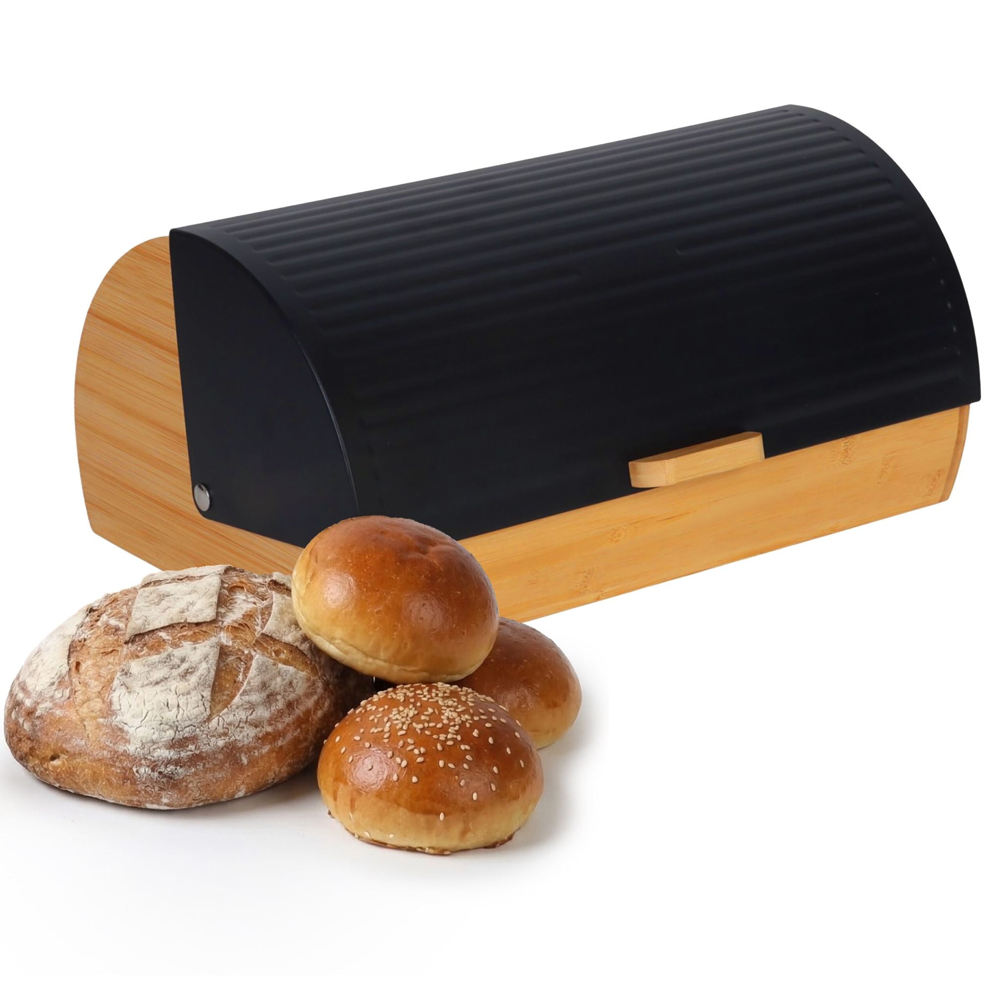 Brotkasten Bambus mit Klappdeckel Hellbraun-Schwarz von Relaxdays