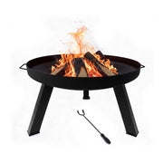Feuerschale mit Schürhaken Schwarz von Relaxdays