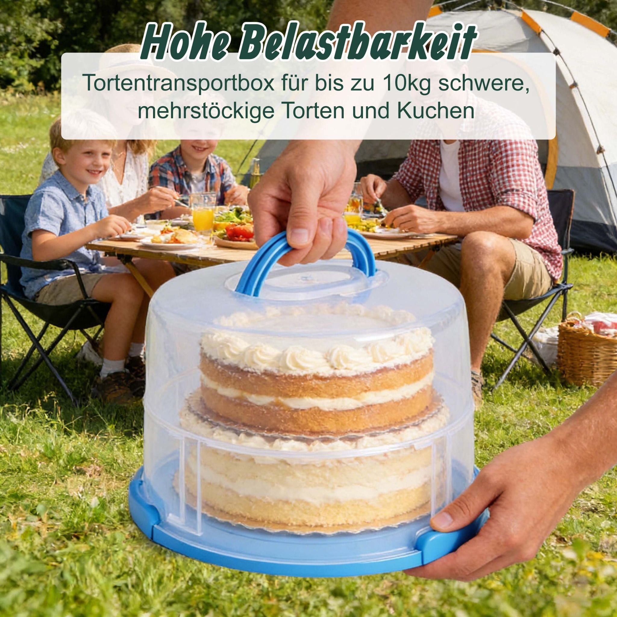 Höhenverstellbare Tortenglocke Blau-Transparent von Relaxdays