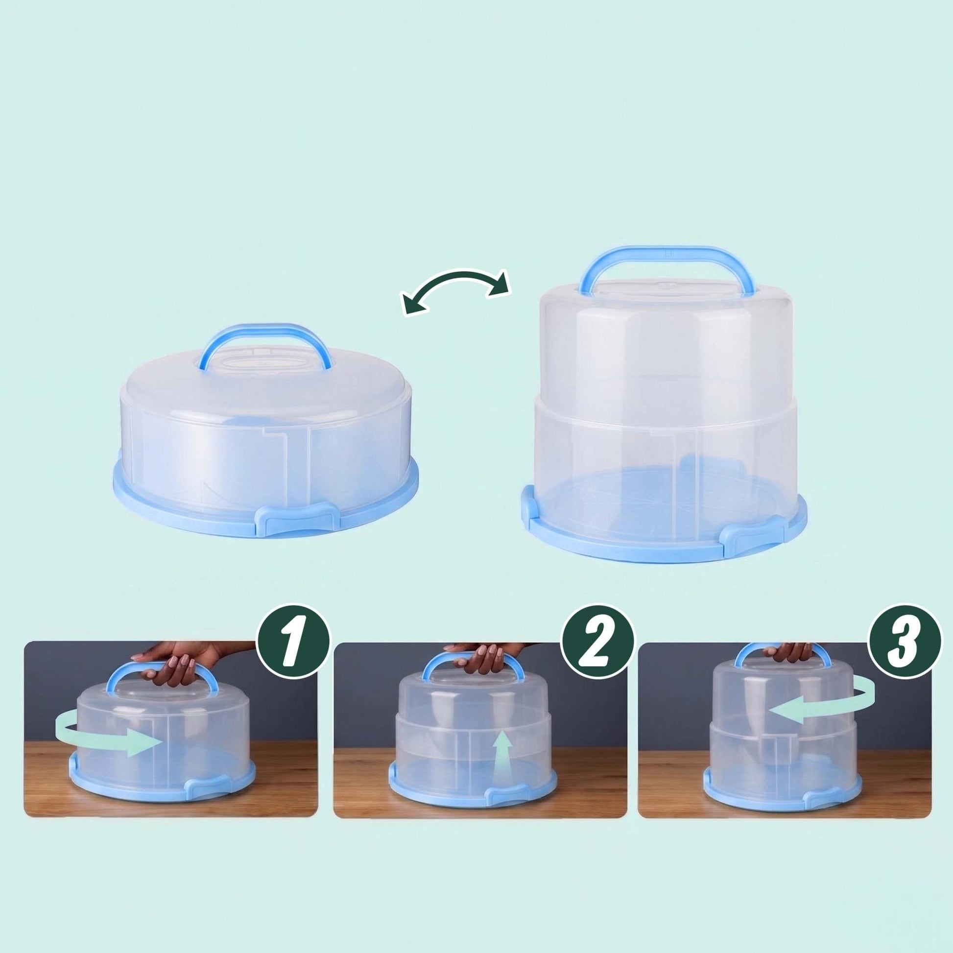 Höhenverstellbare Tortenglocke Blau-Transparent von Relaxdays