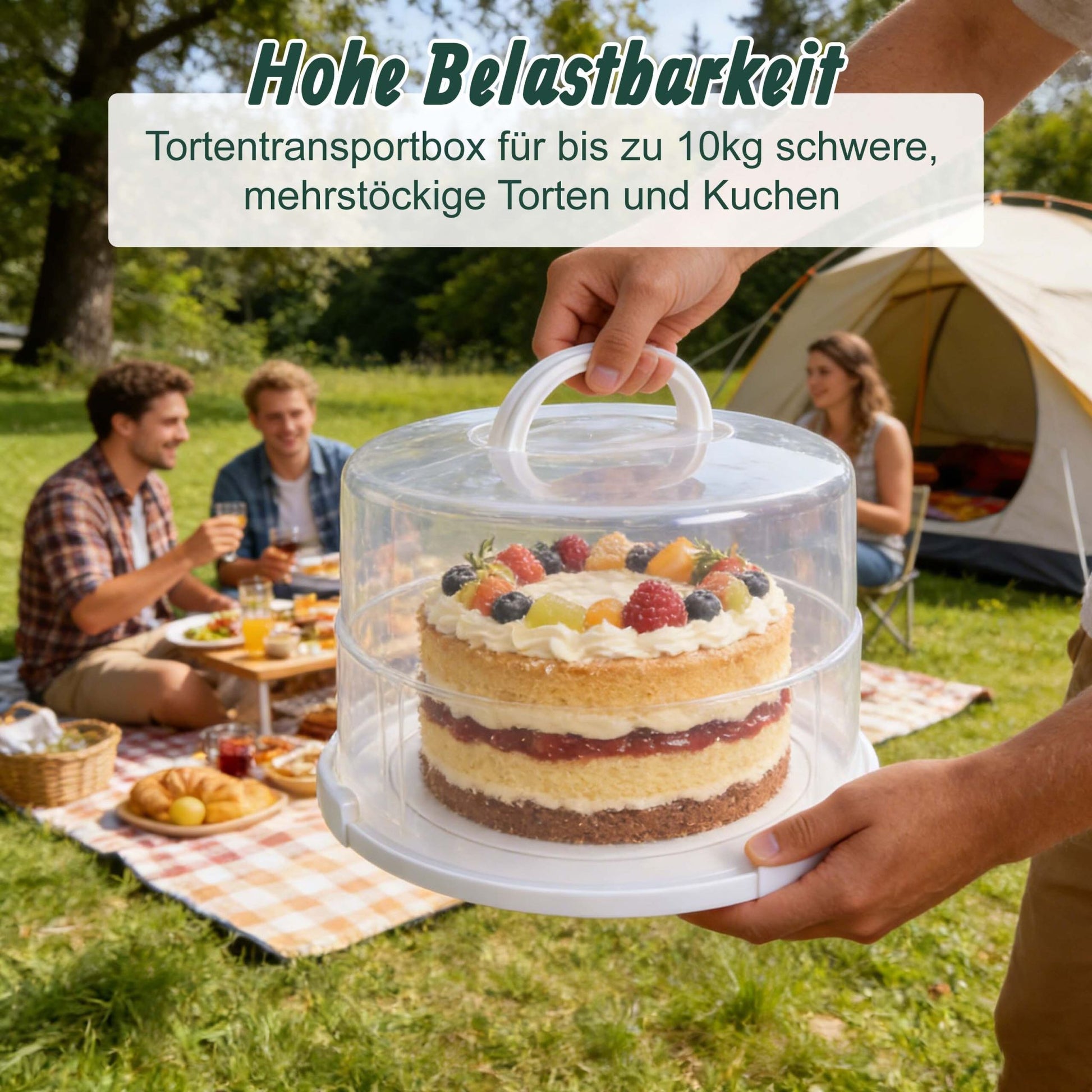 Höhenverstellbare Tortenglocke Weiss-Transparent von Relaxdays