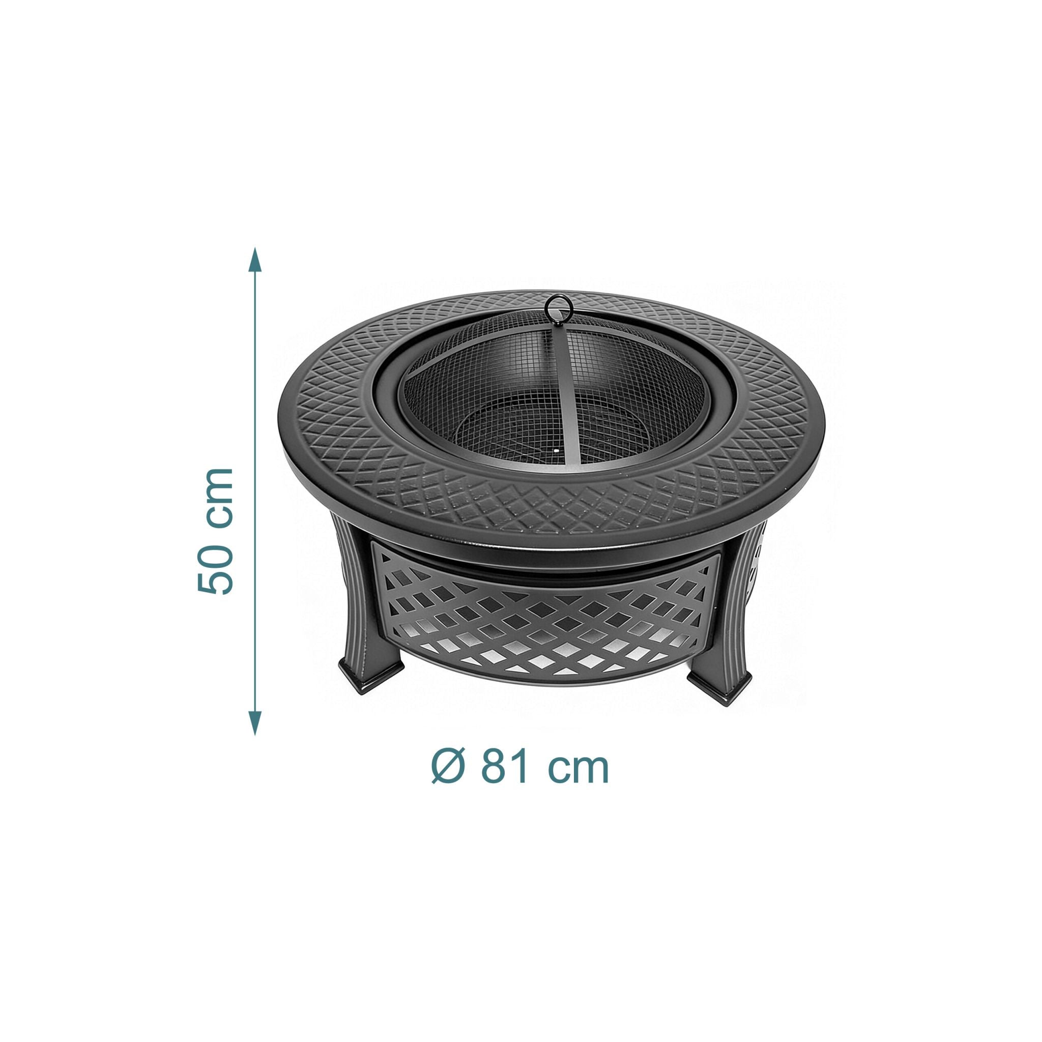 Feuerschale mit Grillrost Schwarz von Relaxdays