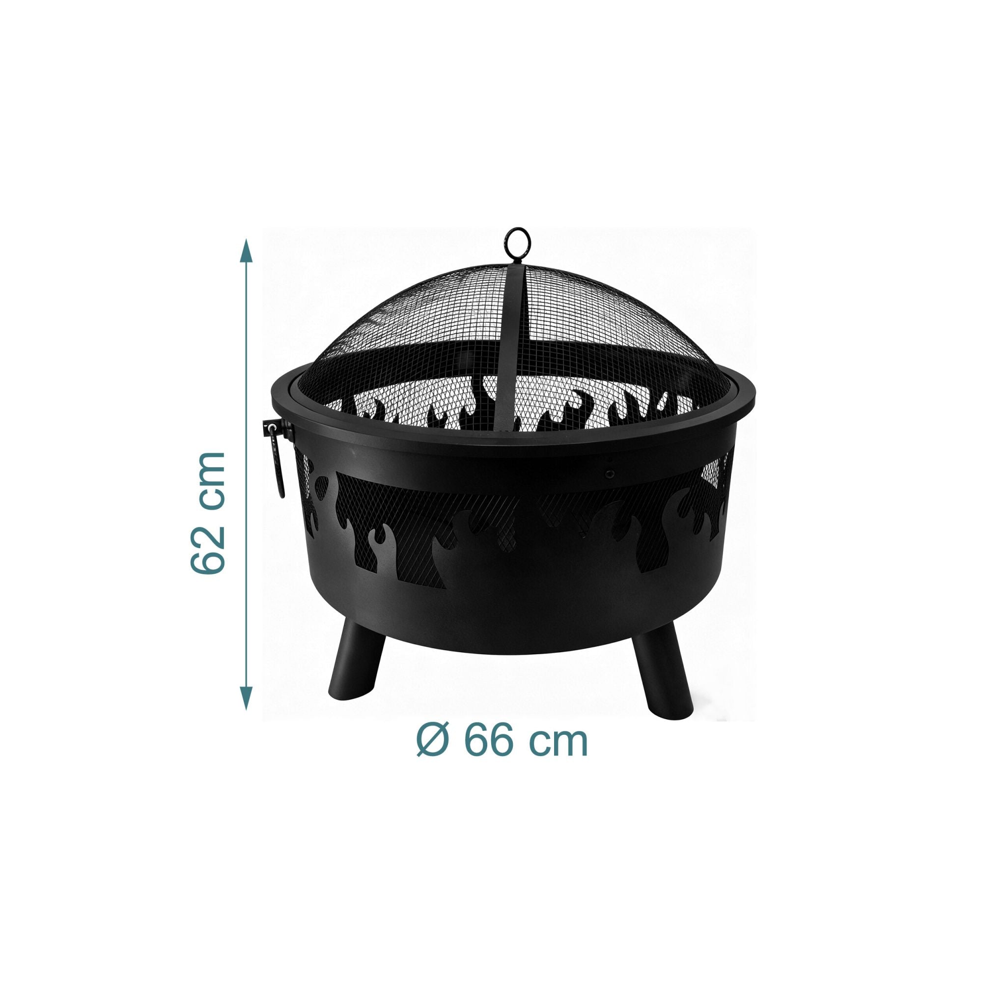 Feuerschale mit Flammenmotiv Schwarz von Relaxdays