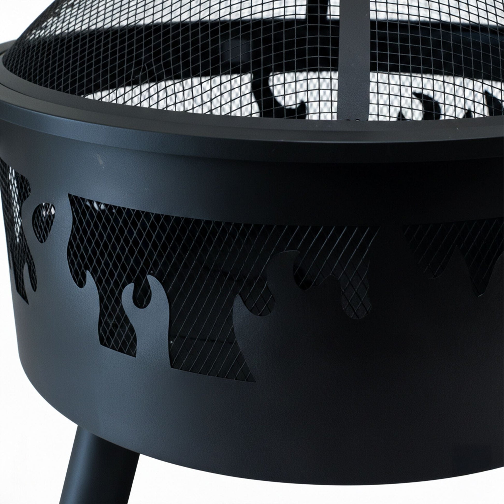 Feuerschale mit Flammenmotiv Schwarz von Relaxdays