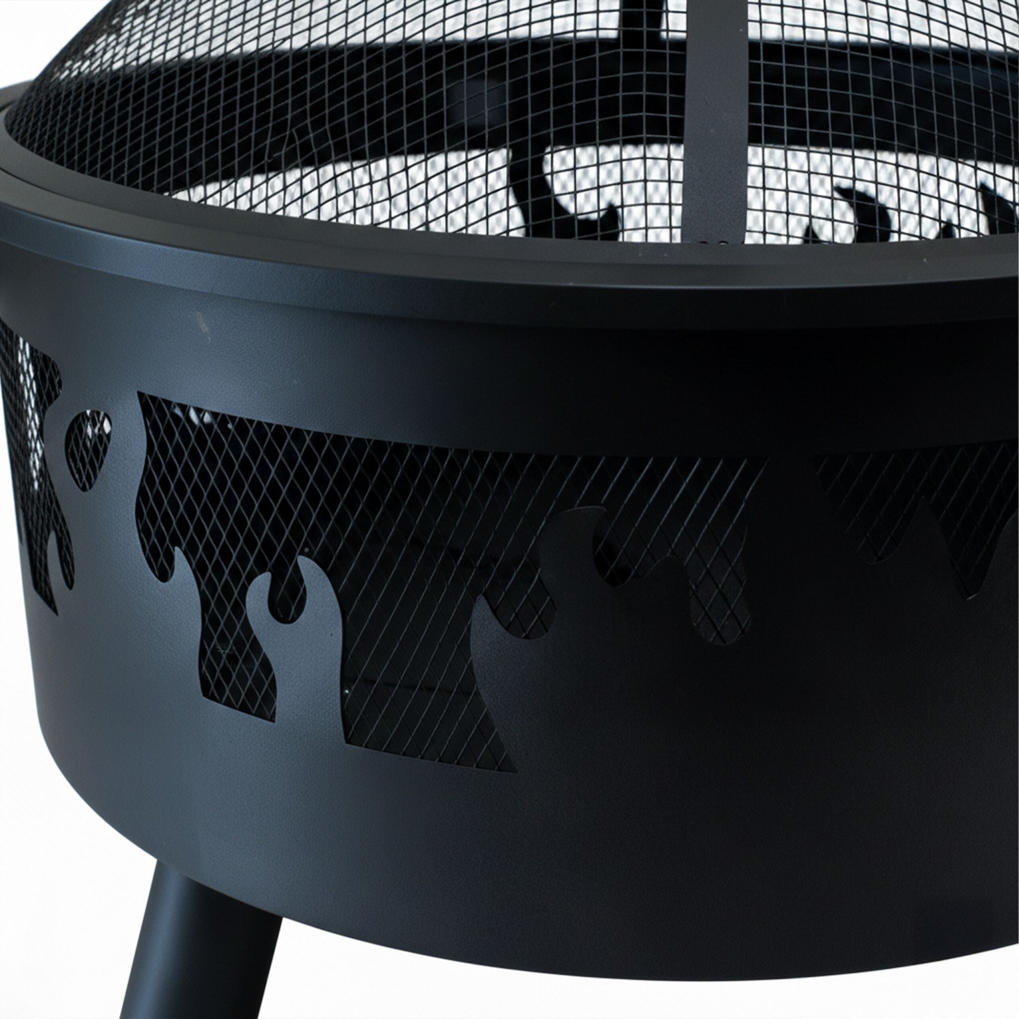 Feuerschale mit Flammenmotiv Schwarz von Relaxdays