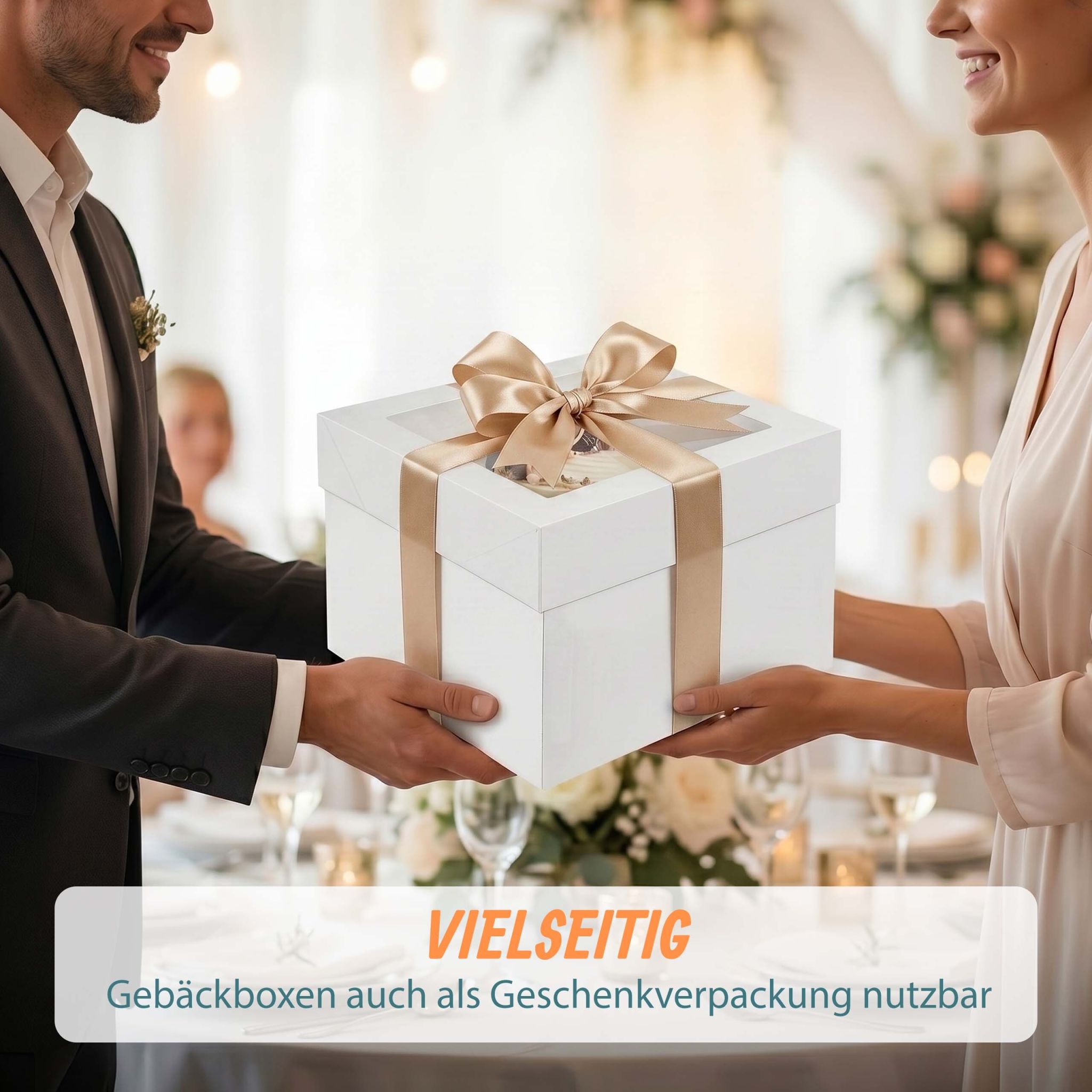Tortenbox Set Sichtfenster & Cakeboards Weiss-Transparent von Relaxdays