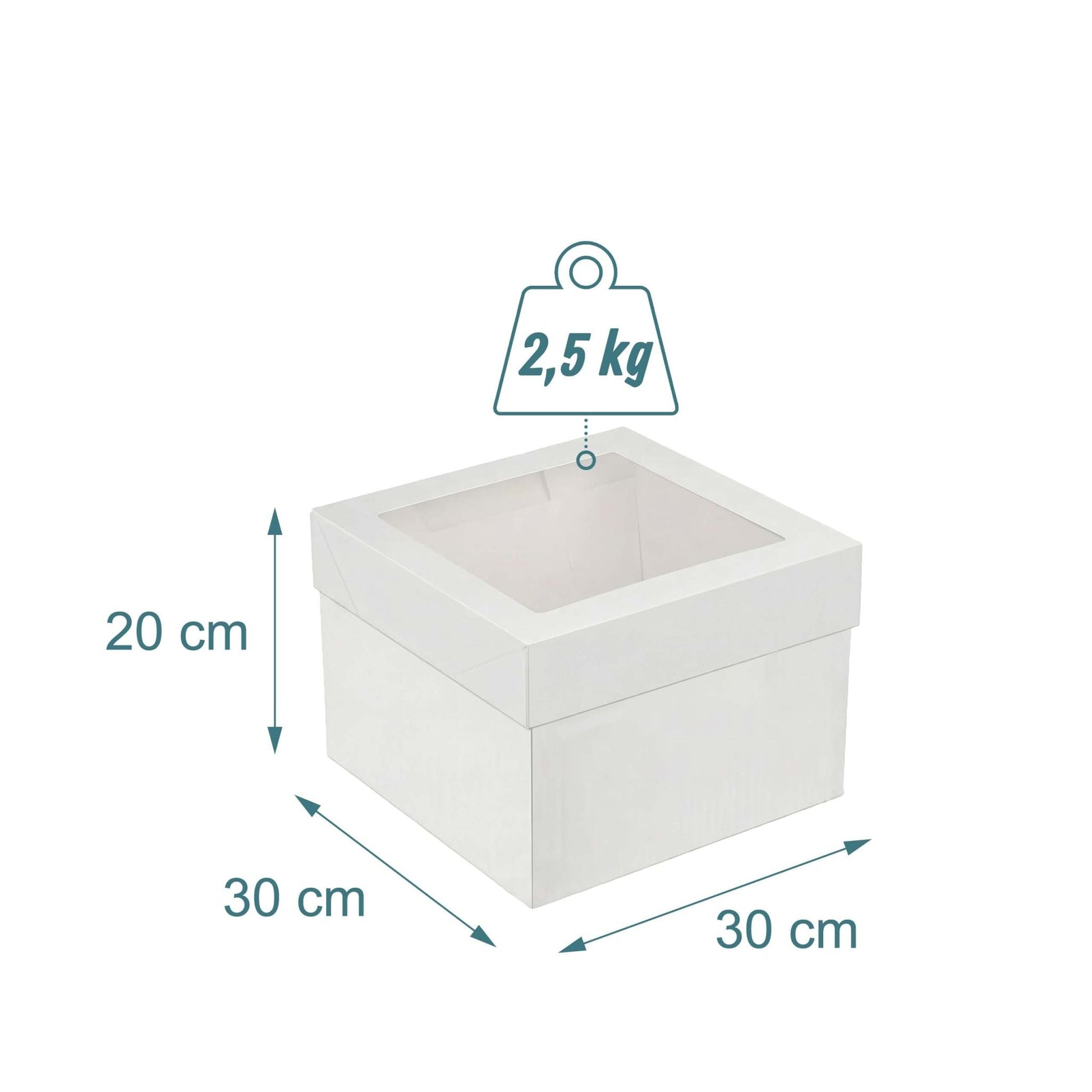 Tortenbox Set Sichtfenster & Cakeboards Weiss-Transparent von Relaxdays
