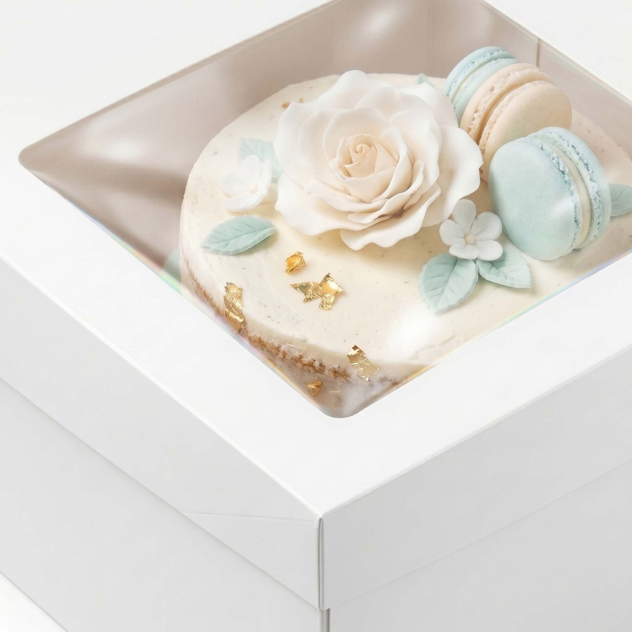 Tortenbox Set Sichtfenster & Cakeboards Weiss-Transparent von Relaxdays