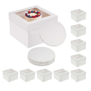 Tortenbox Set Sichtfenster & Cakeboards Weiss-Transparent von Relaxdays