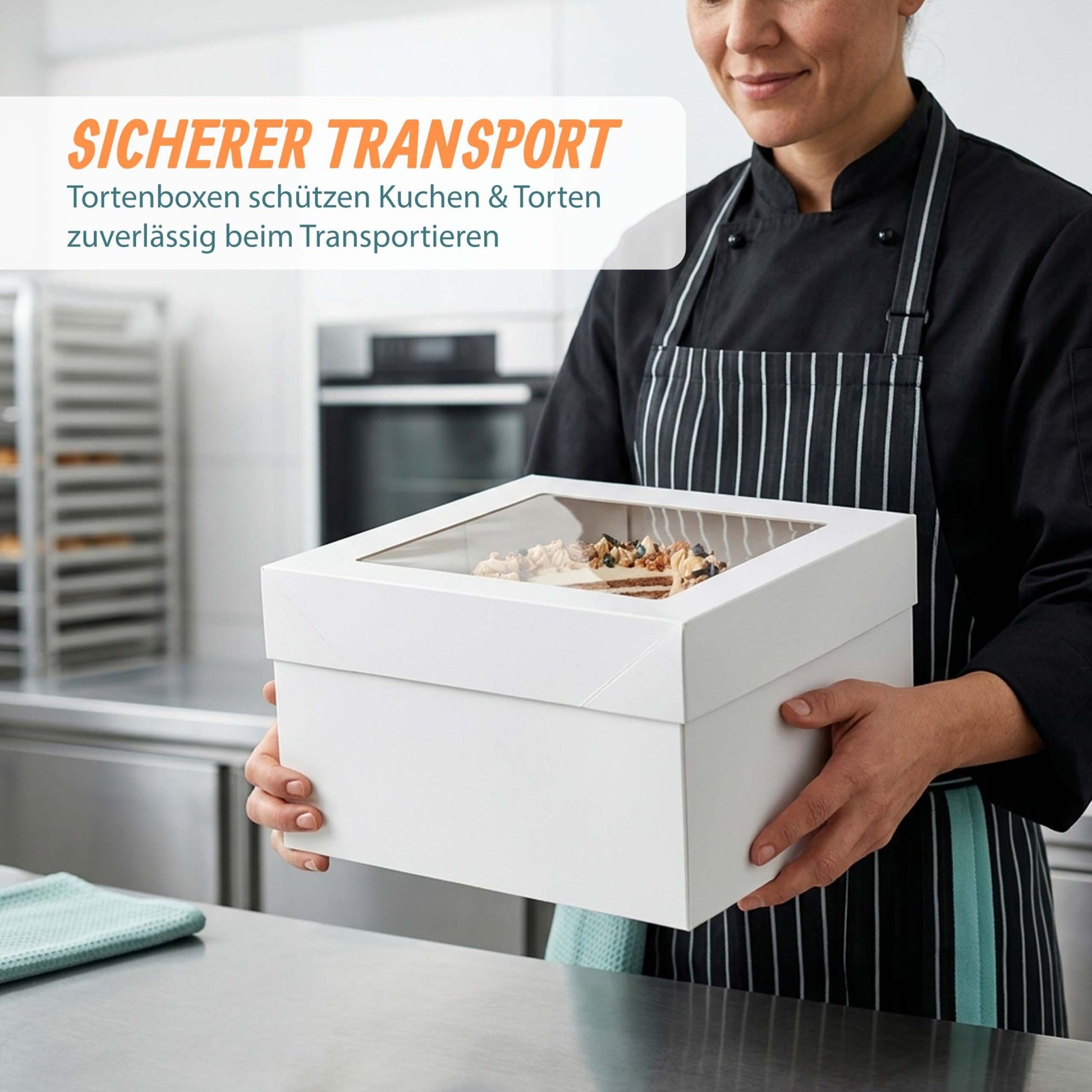 Tortenbox Set Sichtfenster & Cakeboards Weiss-Transparent von Relaxdays