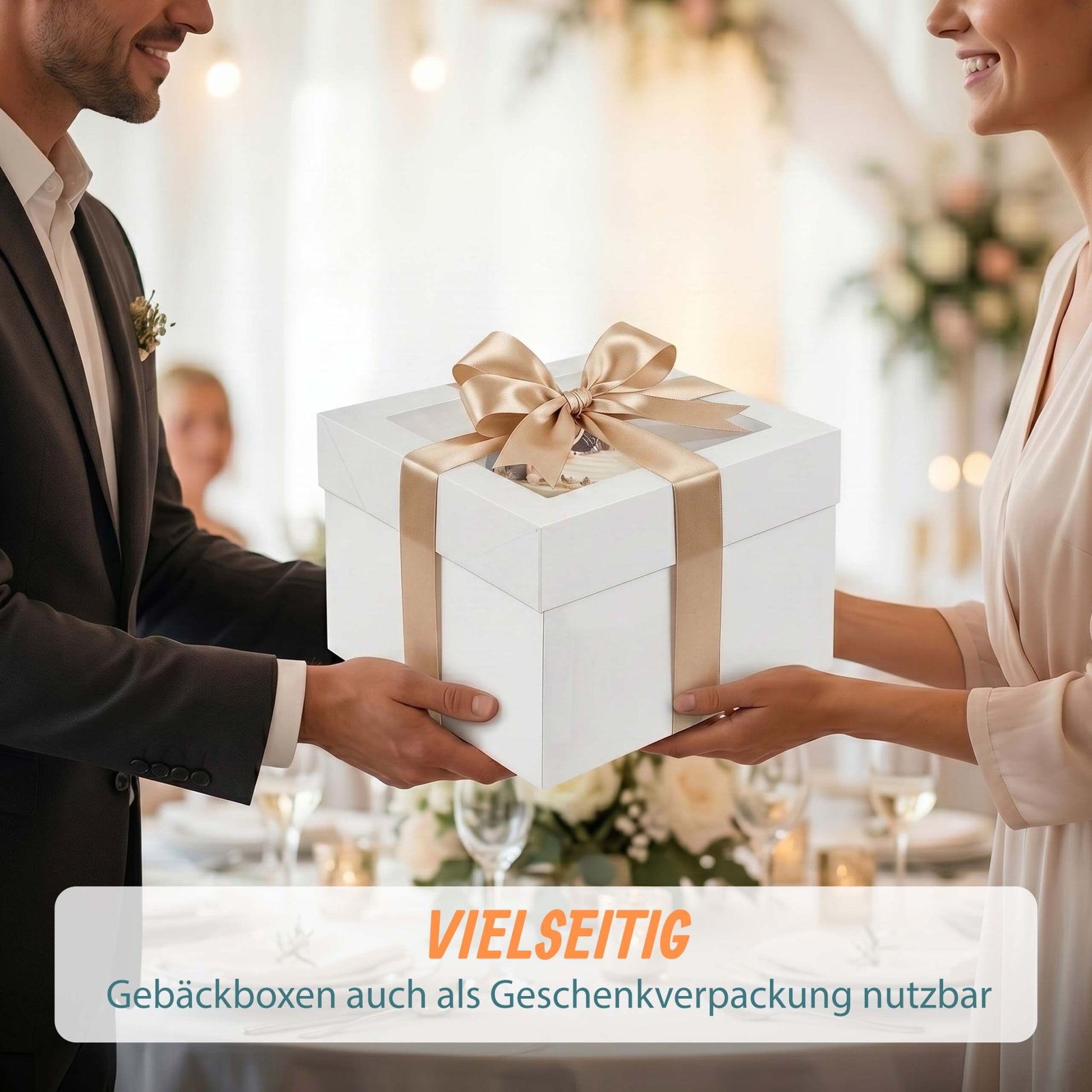 Tortenbox Set Sichtfenster & Cakeboards Weiss-Transparent von Relaxdays