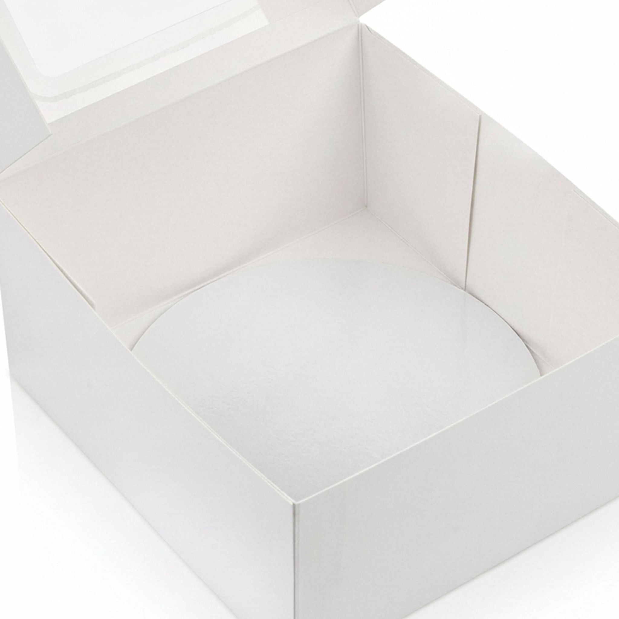 Tortenbox Set Sichtfenster & Cakeboards Weiss-Transparent von Relaxdays
