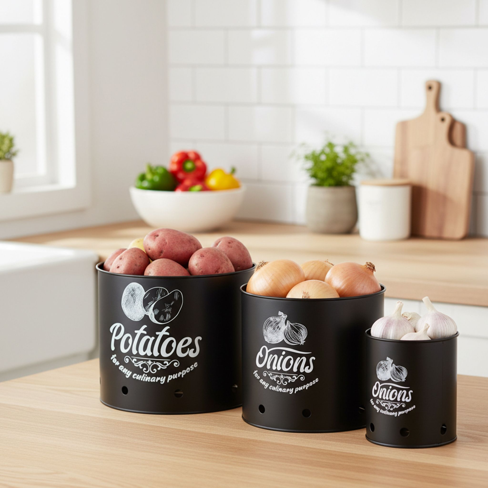 Aufbewahrungsbox 3er-Set Bambusdeckel Weiss-Hellbraun-Schwarz von Relaxdays
