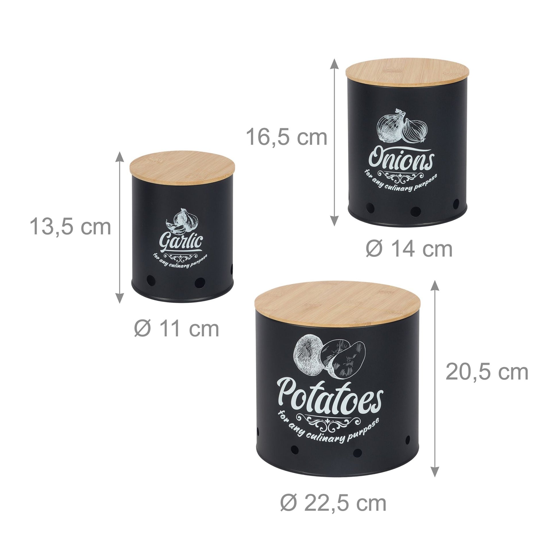Aufbewahrungsbox 3er-Set Bambusdeckel Weiss-Hellbraun-Schwarz von Relaxdays