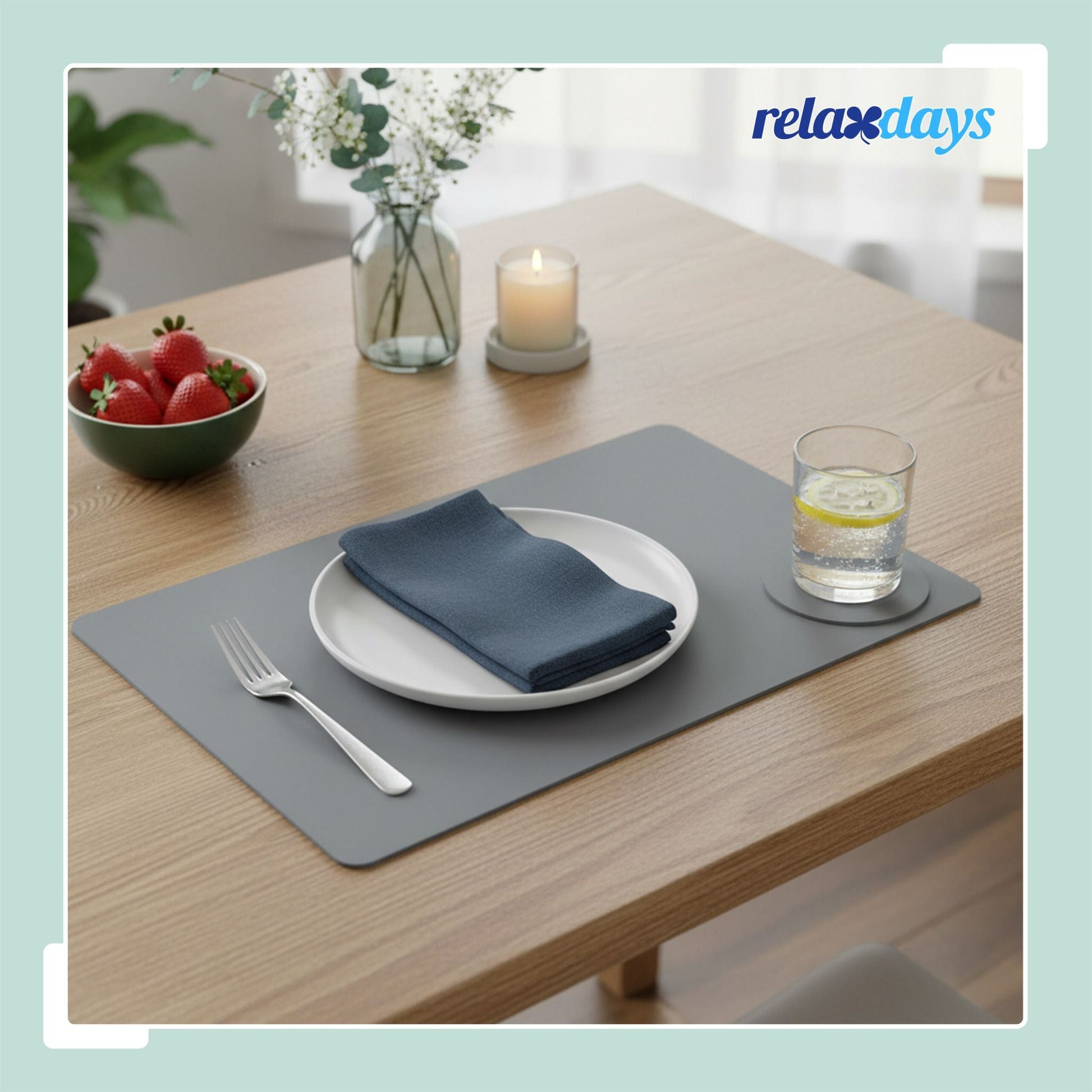 Platzdeckchen mit Untersetzern 6er-Set Beige-Grau von Relaxdays