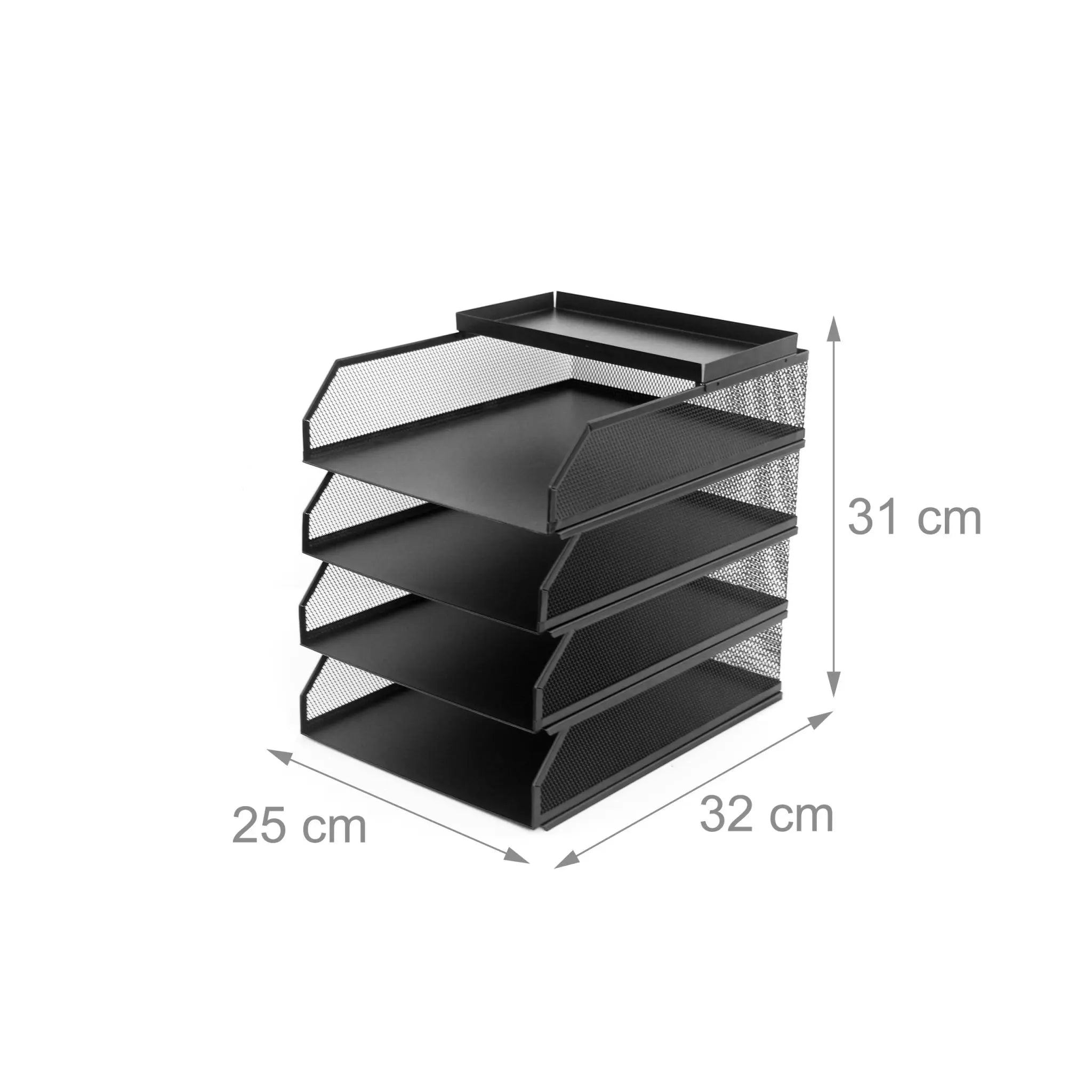 Briefablage Metall 4 Fächer Schwarz von Relaxdays