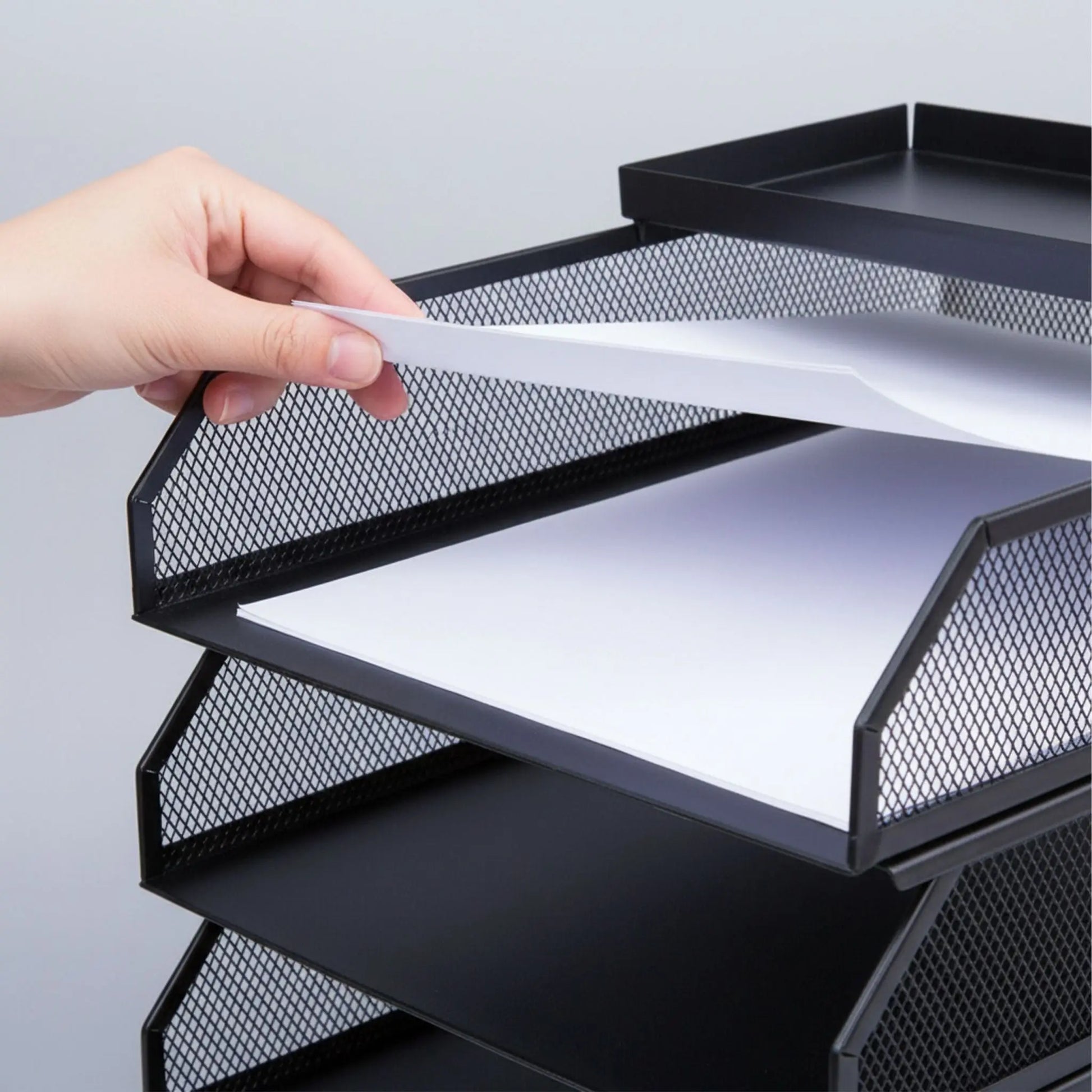 Briefablage Metall 4 Fächer Schwarz von Relaxdays