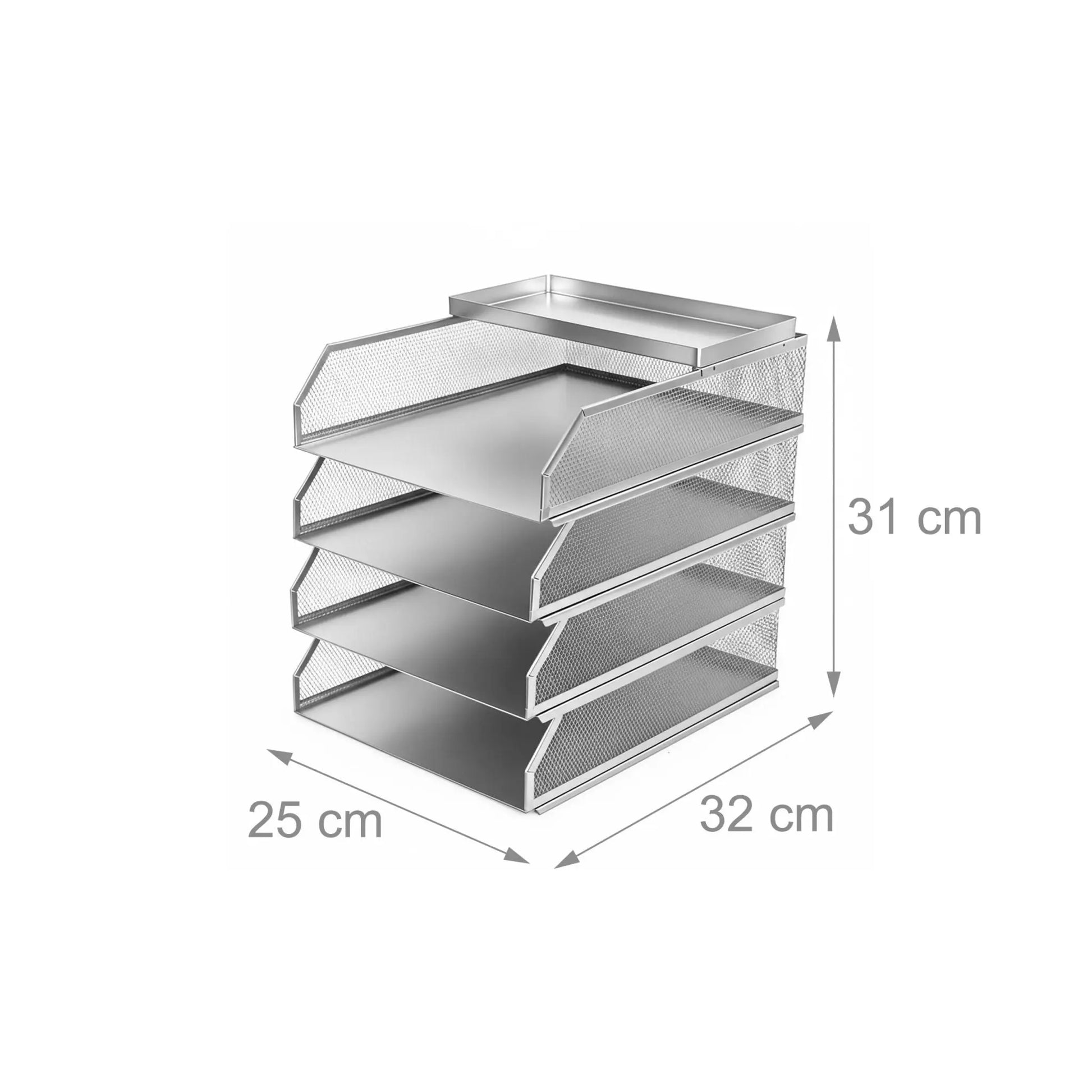 Briefablage Metall 4 Fächer Silber von Relaxdays