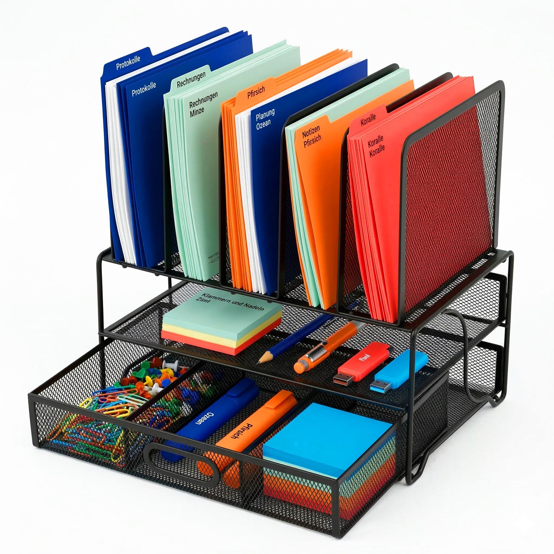 Schreibtisch Organizer Schublade Ablagen Schwarz von Relaxdays