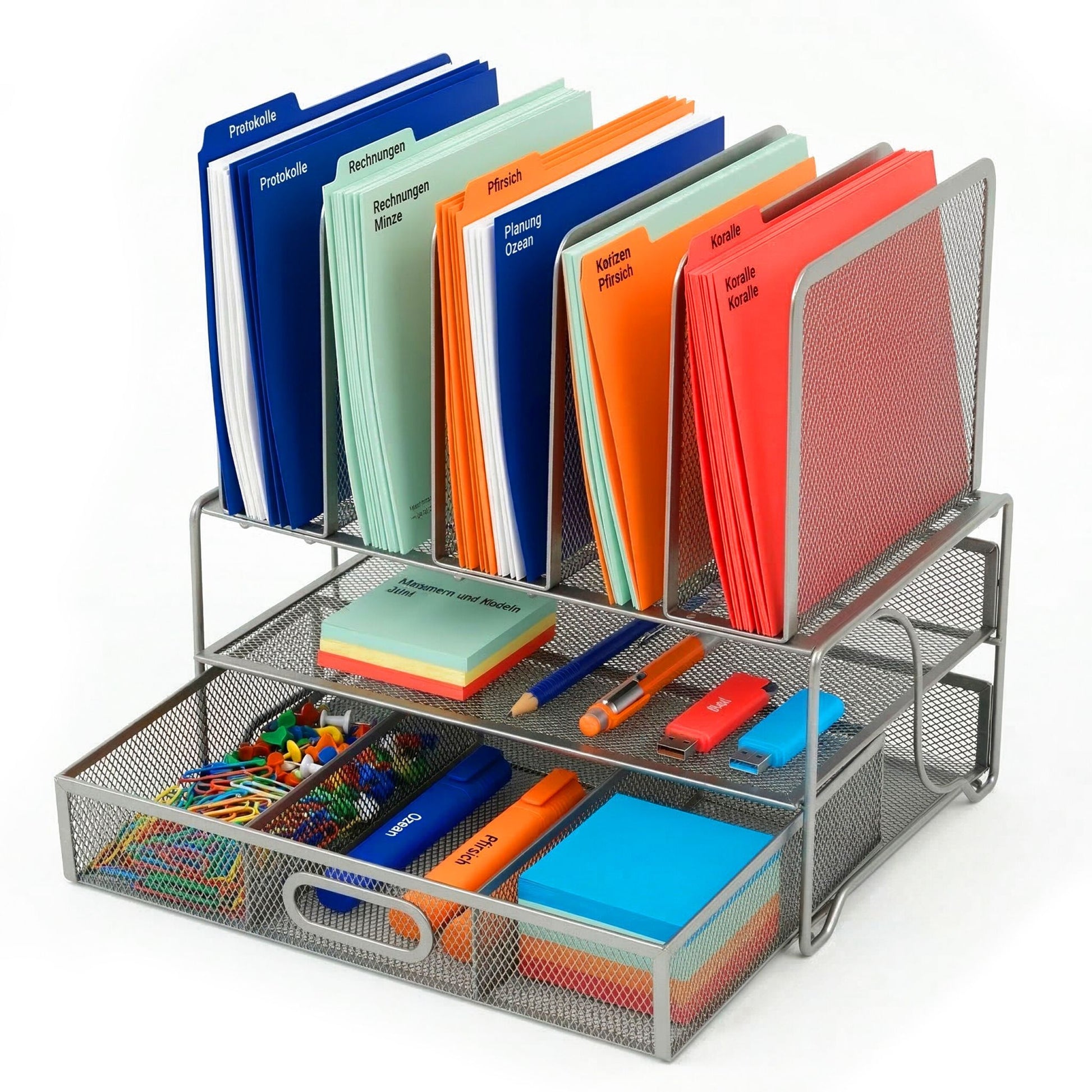 Schreibtisch Organizer Schublade Ablagen Silber von Relaxdays