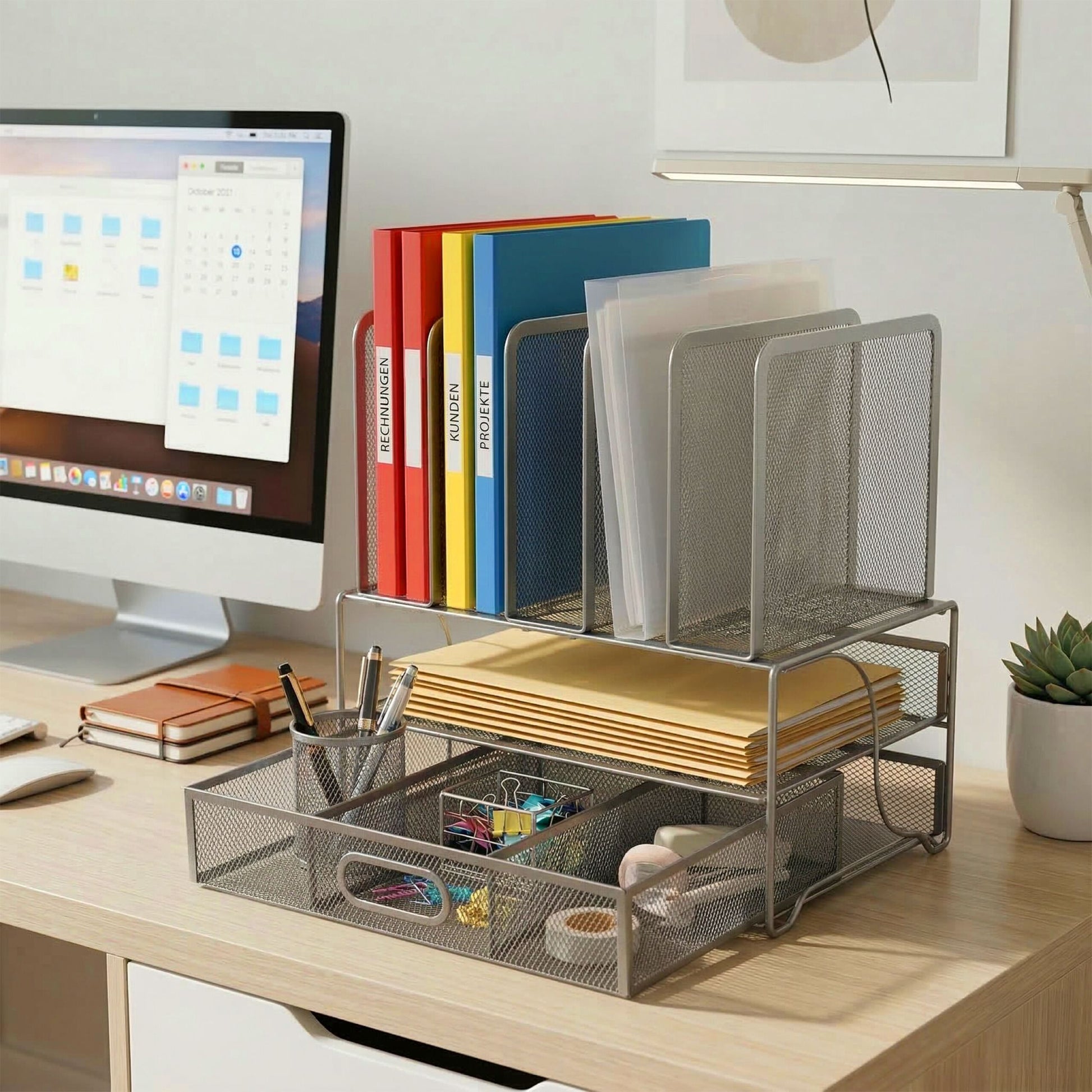 Schreibtisch Organizer Schublade Ablagen Silber von Relaxdays
