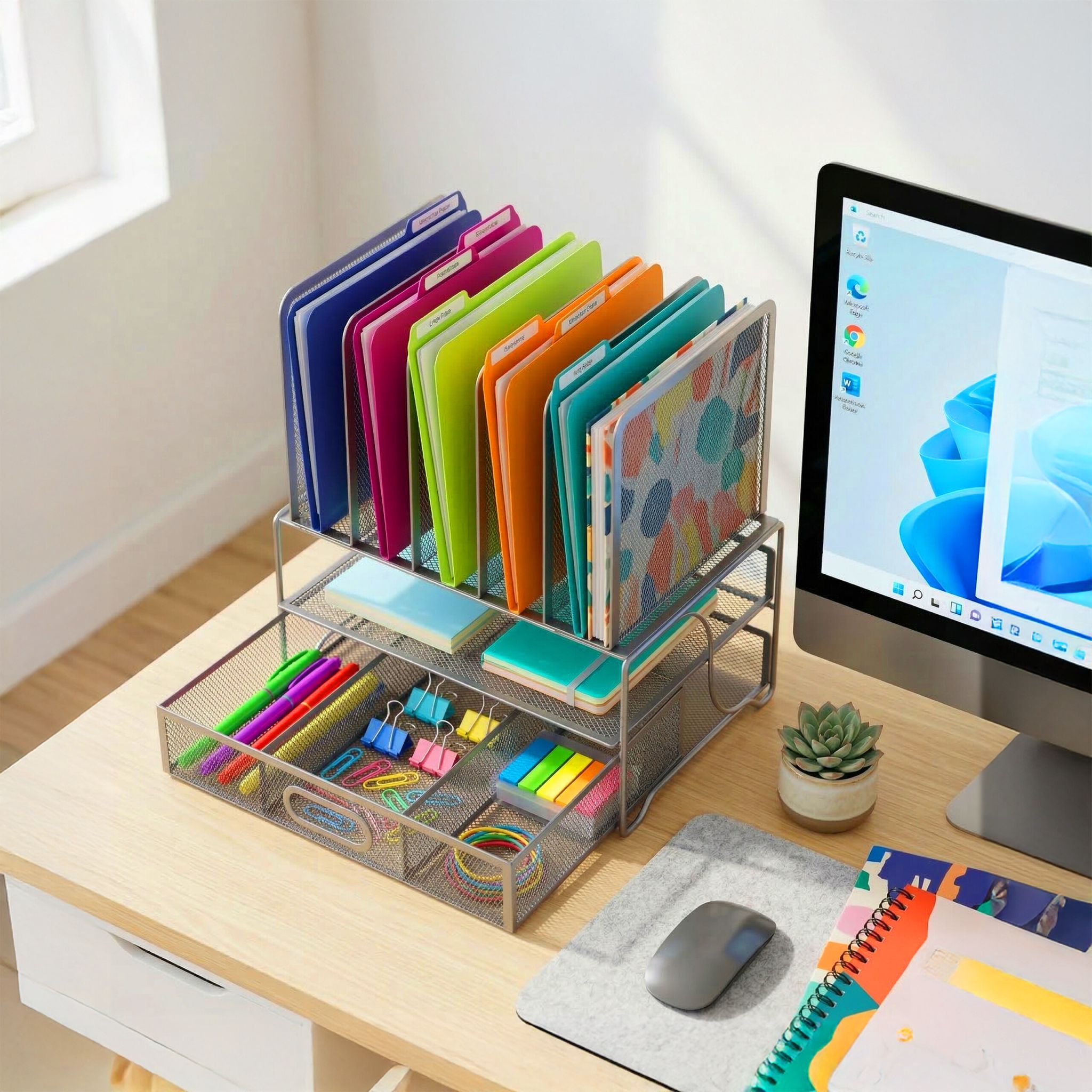 Schreibtisch Organizer Schublade Ablagen Silber von Relaxdays
